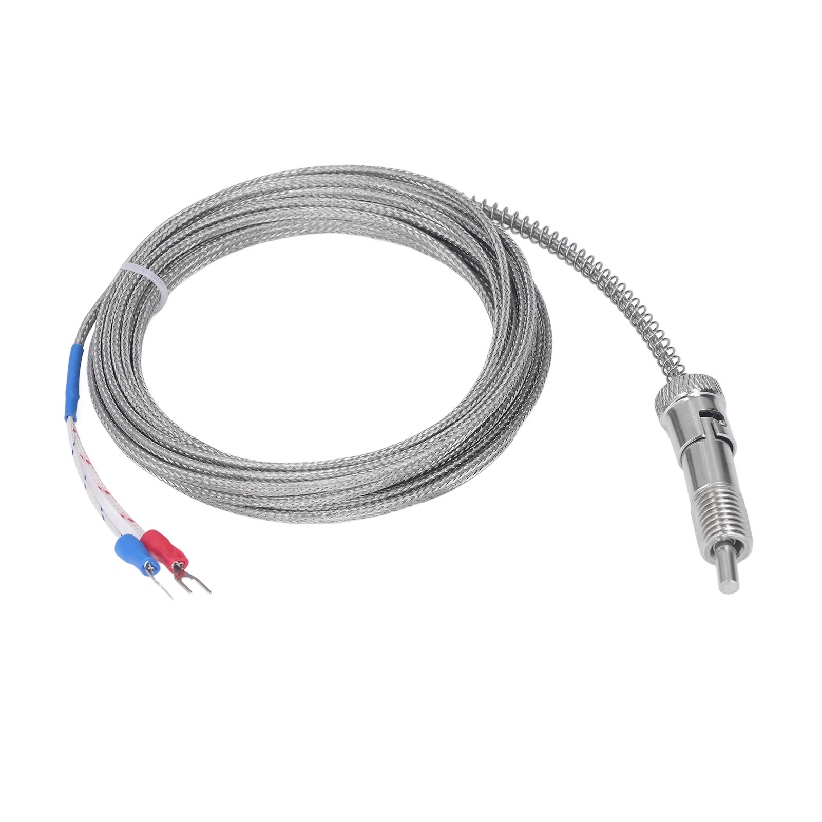 Temperaturfühler Typ K Mit Thermoelement Und Druckfeder, Messbereich 0–400 °c, M12-stecker, 5-meter-kabel