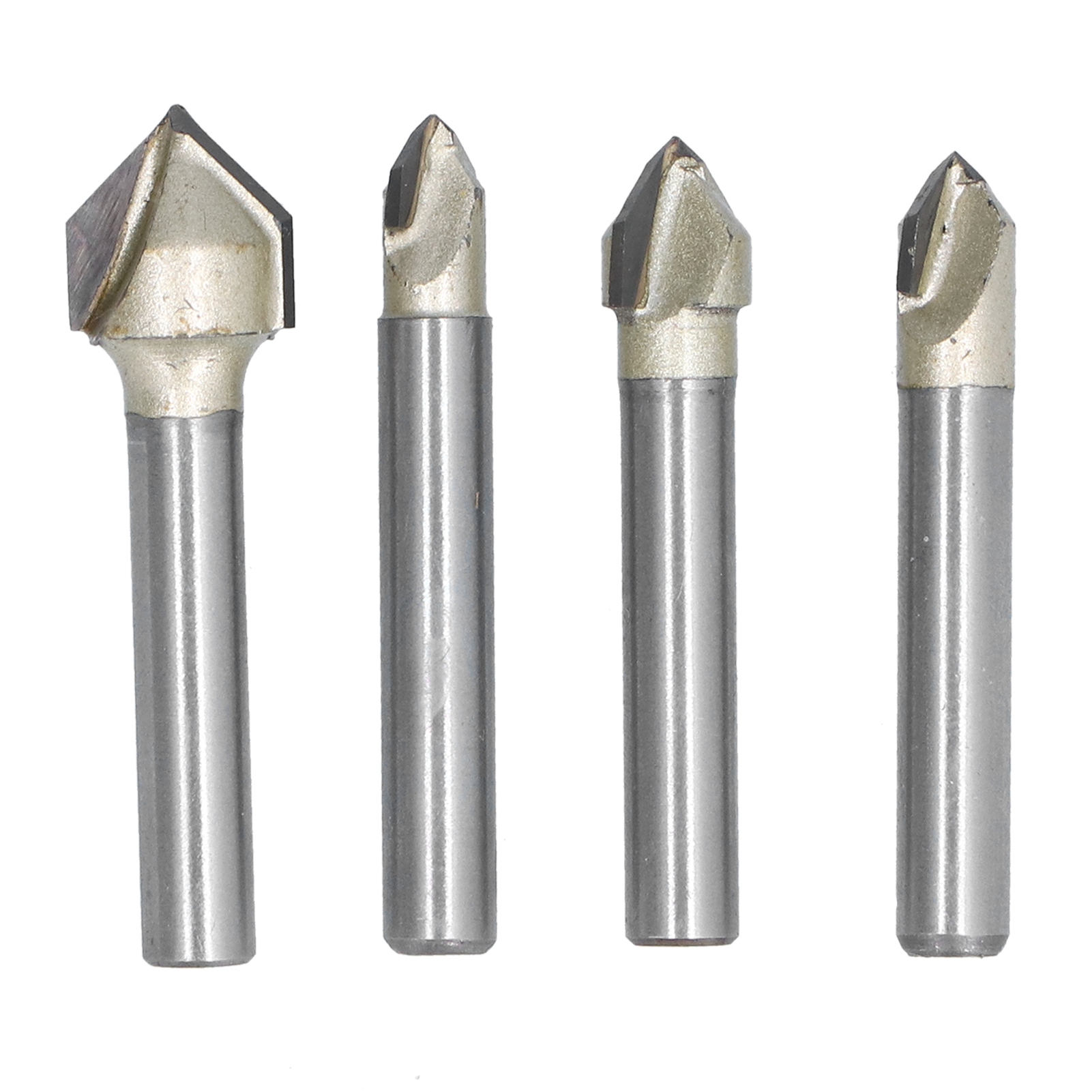 Satz Von 4 90° V-nutfräsern Für Holz, Schnittdurchmesser 1/4, 5/16, 3/8, 1/2 Zoll, 1/4 Zoll Schaft Für Industrielle Oberfräsen.