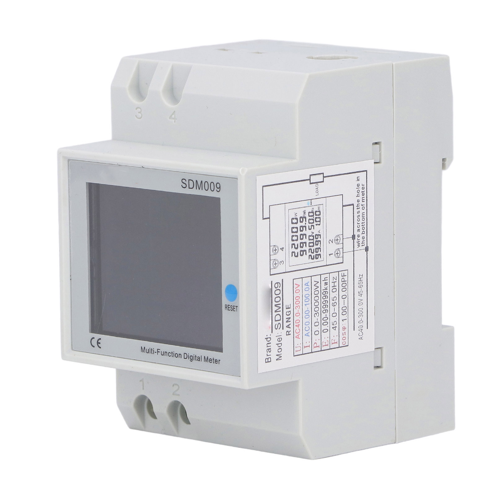 Digitales Din-schienen-multimeter Für Spannung, Strom Und Leistung Mit Ac40-300v-transformator
