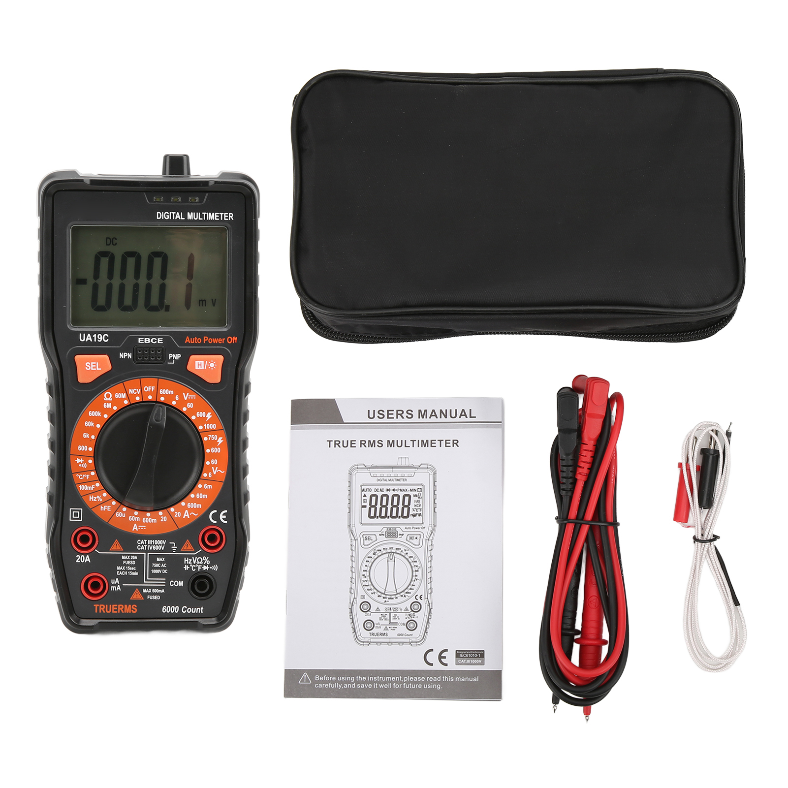 Ua19c 20a/1000v Hochpräzises Digitales Lcd-multimeter Mit Akustischem Durchgangsprüfer, Tragbar Und Multifunktional Für Den Heim- Und Industrieeinsatz