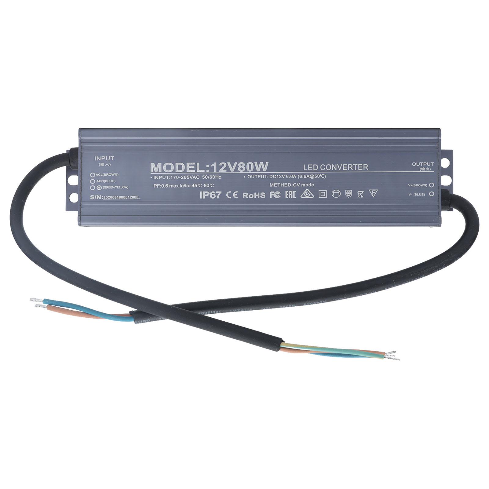 Ip67 Wasserdichtes 12v 6,6a Led-netzteil - Transformator Für 170-265v Ac-beleuchtung