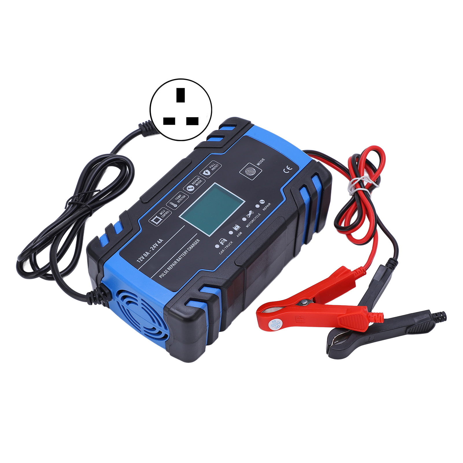 Intelligentes Batterieladegerät Mit Lüfter Für Agm-, Auto- Und Kfz-batterien – Uk-stecker, 100–240 V Wechselstrom
