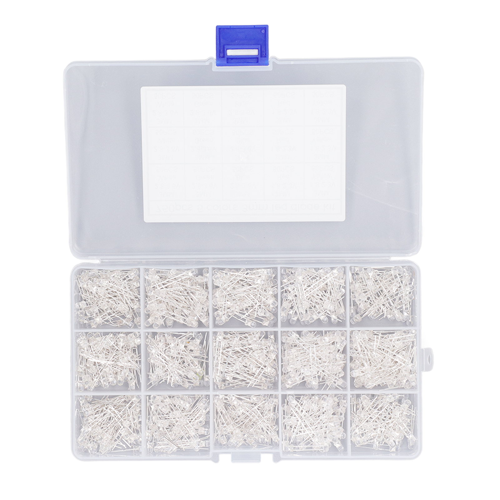 750 Leds (3 Mm) In Rot, Gelb, Blau, Grün Und Weiß – Leuchtdioden Mit Aufbewahrungsbox