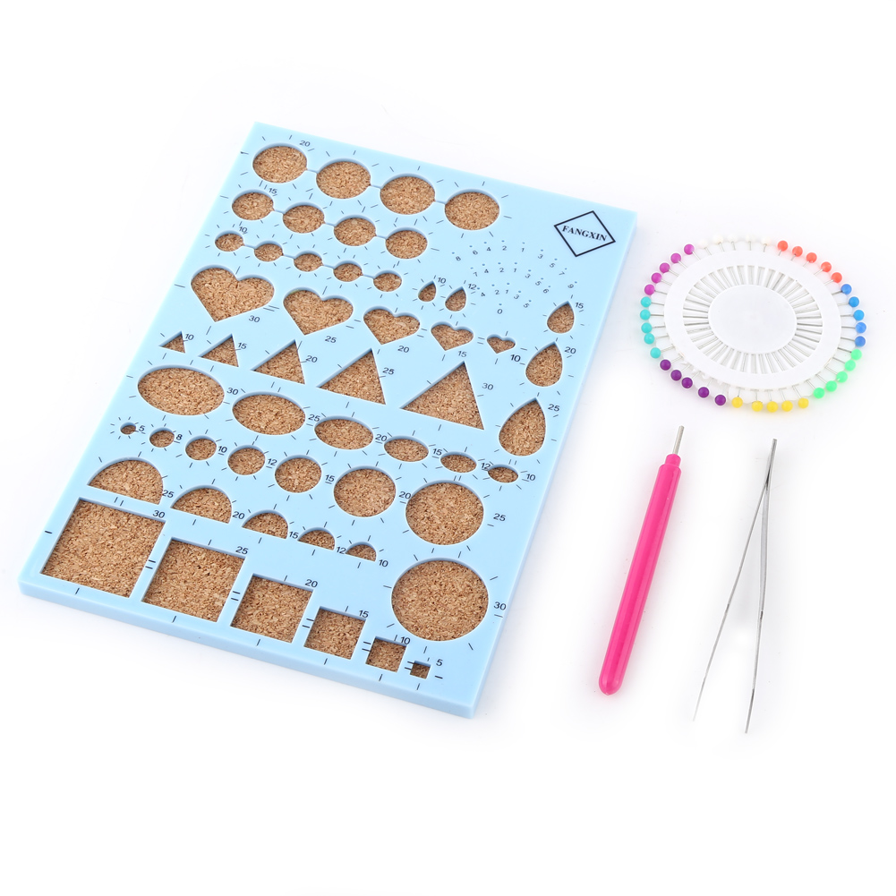 Quilling-werkzeugset Mit Zange, Stecknadeln Und Pappschablone Für Diy-papierbastelarbeiten (blau)