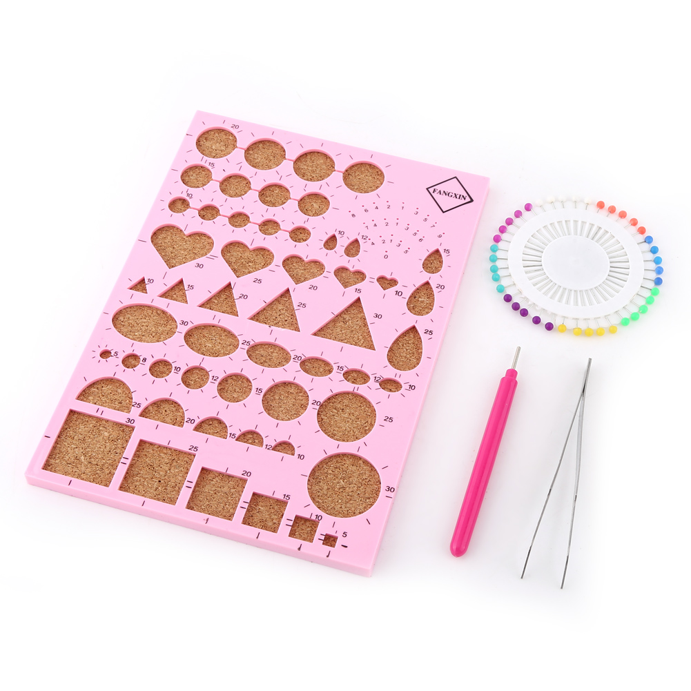 Quilling-set Mit Feiner Pinzette, Kartonschablonen Und Schlitzstift Für Diy-papierbastelarbeiten (pink)