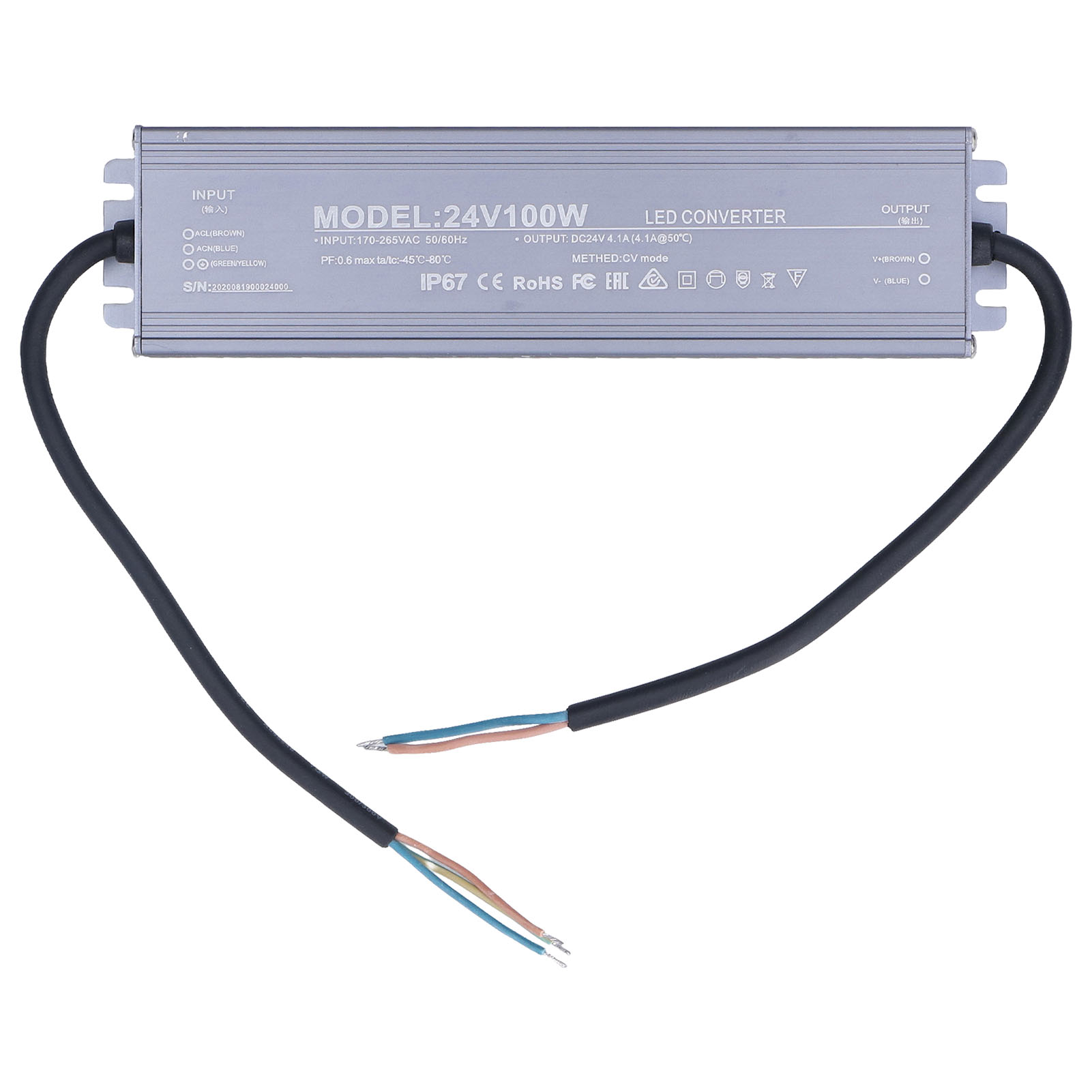 Ip67 Wasserdichtes 24v 4,1a Led-netzteil, Kupferkabel, Ac170-265v Transformator, Led-streifentreiber