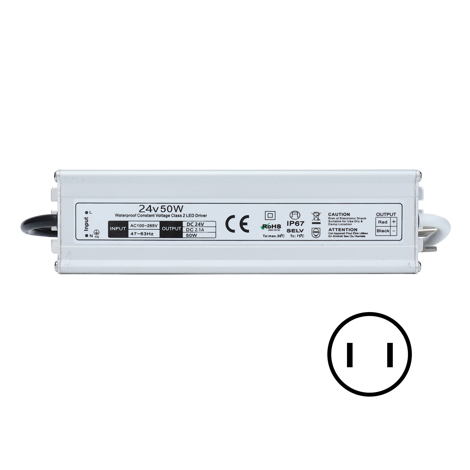 50-w-led-netzteil-transformator (ip67, 100–265 V) Für 24-v-led-streifen, Us-stecker