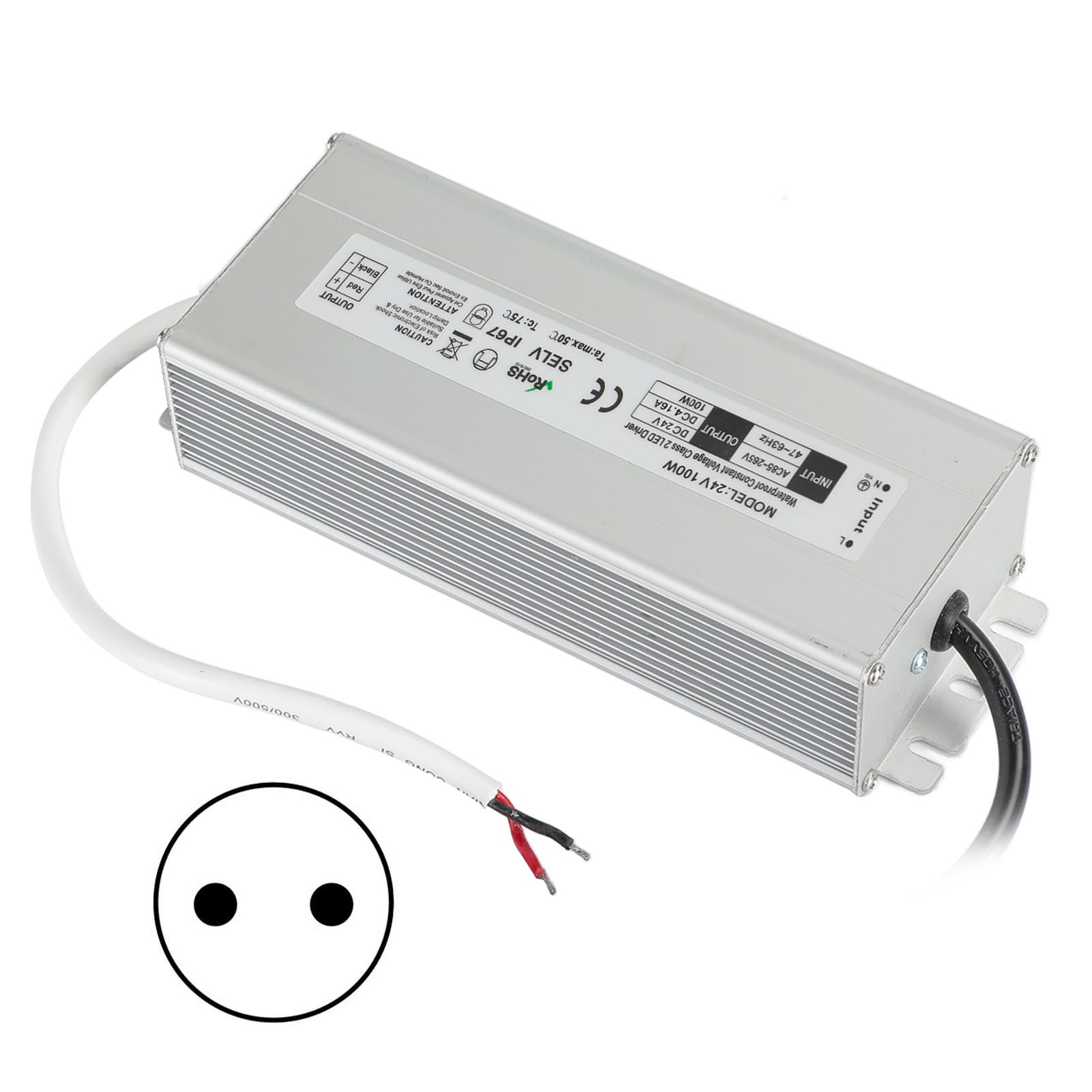 Ip67 Wasserdichtes Led-netzteil, Hocheffizient, Kompakt Und Sicher, Ac-eingang 100–265 V, Eu-stecker, 24-v-ausgang