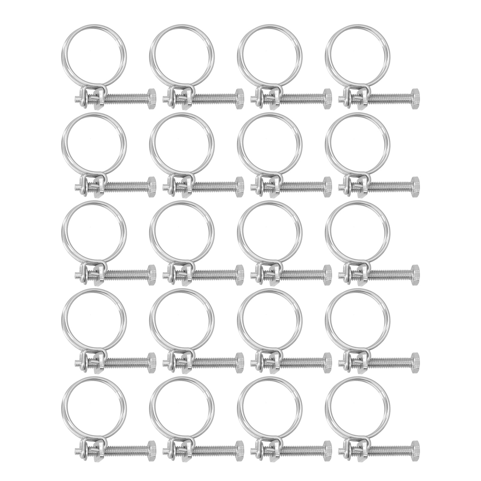 Verstellbare Und Korrosionsbeständige Doppeldraht-schlauchschellen Aus Edelstahl 201, 16–19 Mm Durchmesser