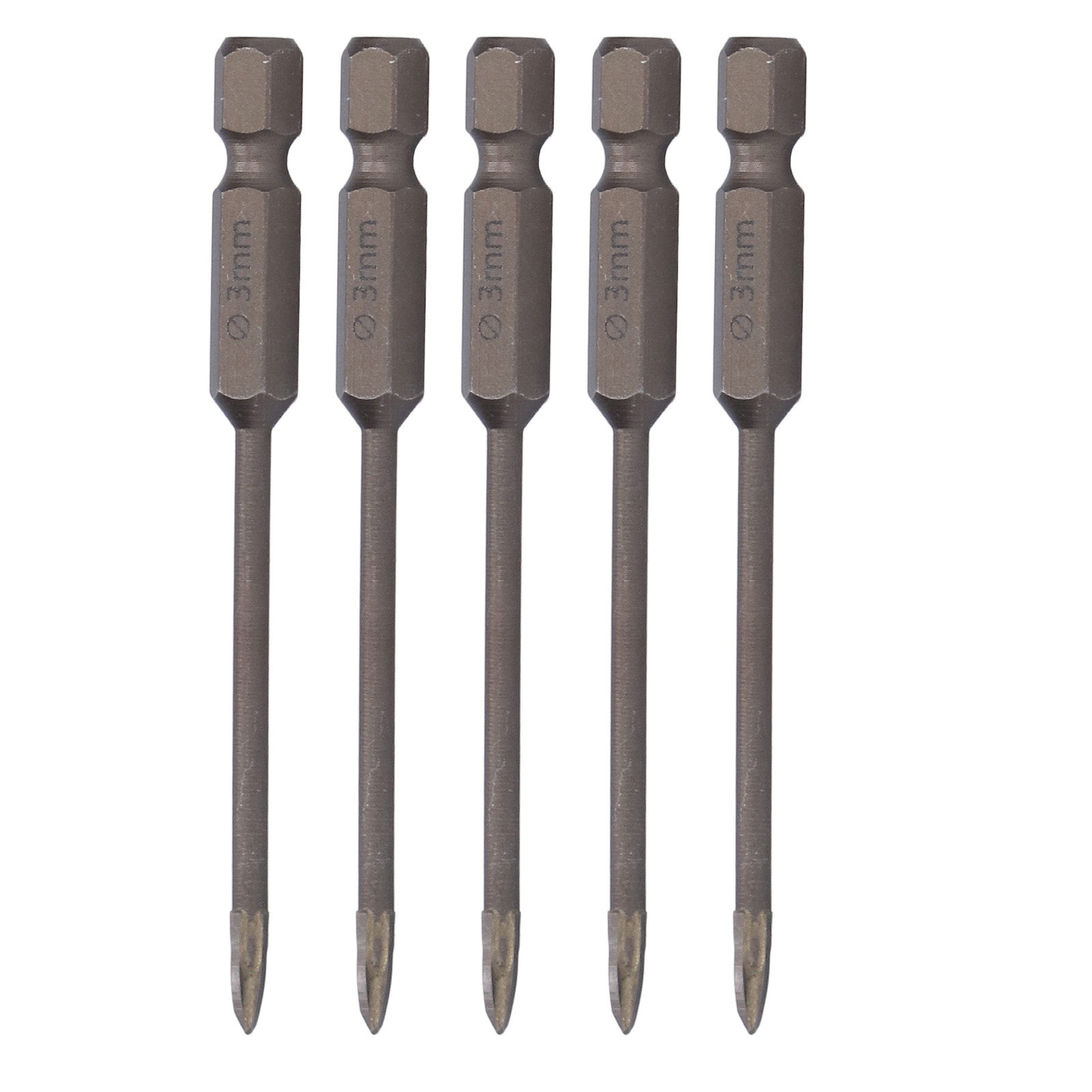 5-teiliges 1/4"-kreuzbohrer-set Mit Sechskantschaft Für Fliesen, Glas, Keramik Und Beton – 3 Mm Hartmetallwerkzeug