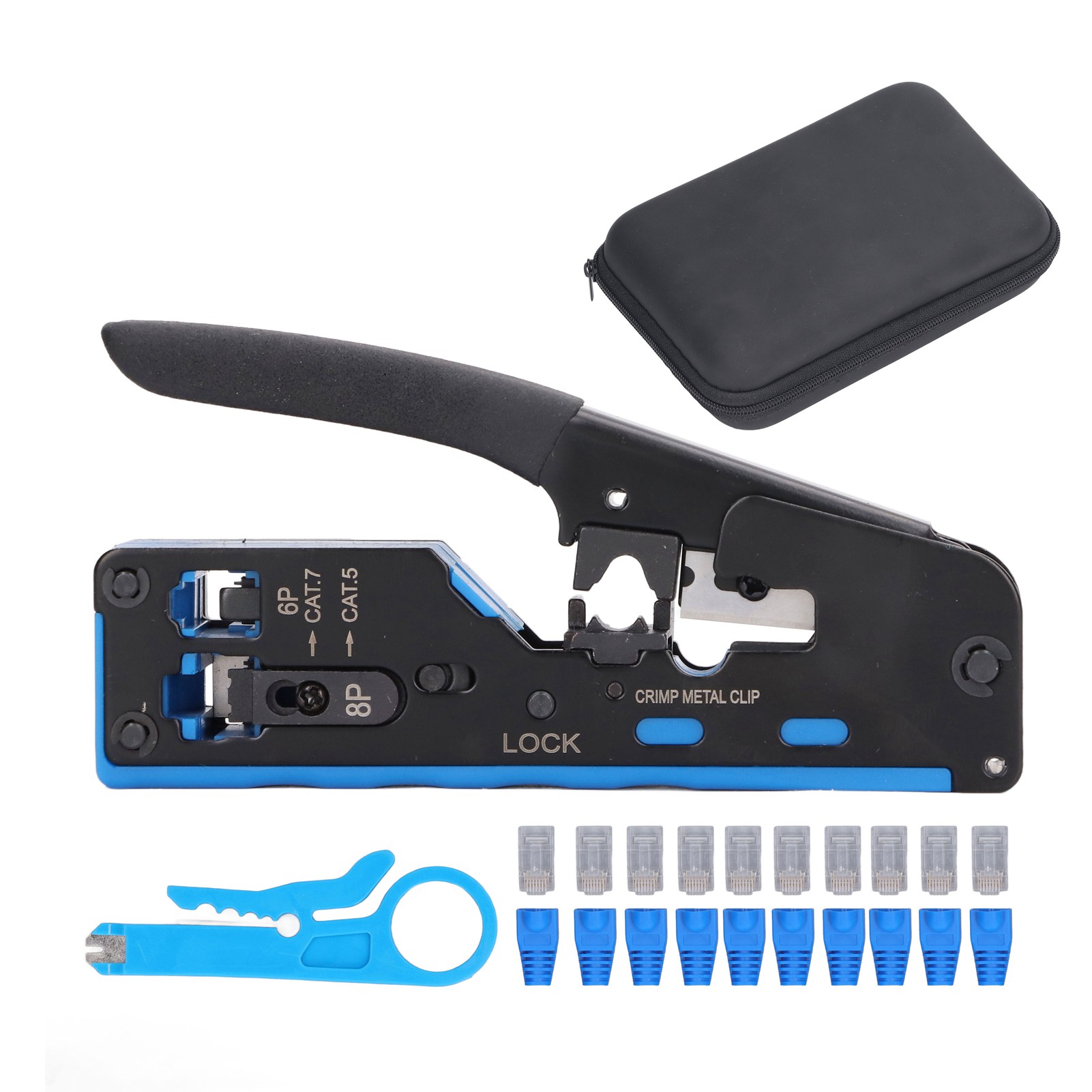 All-in-one Rj45 Crimp-set Mit Schneid- Und Abisolierfunktion Für 8p/6p-stecker, Master-werkzeug