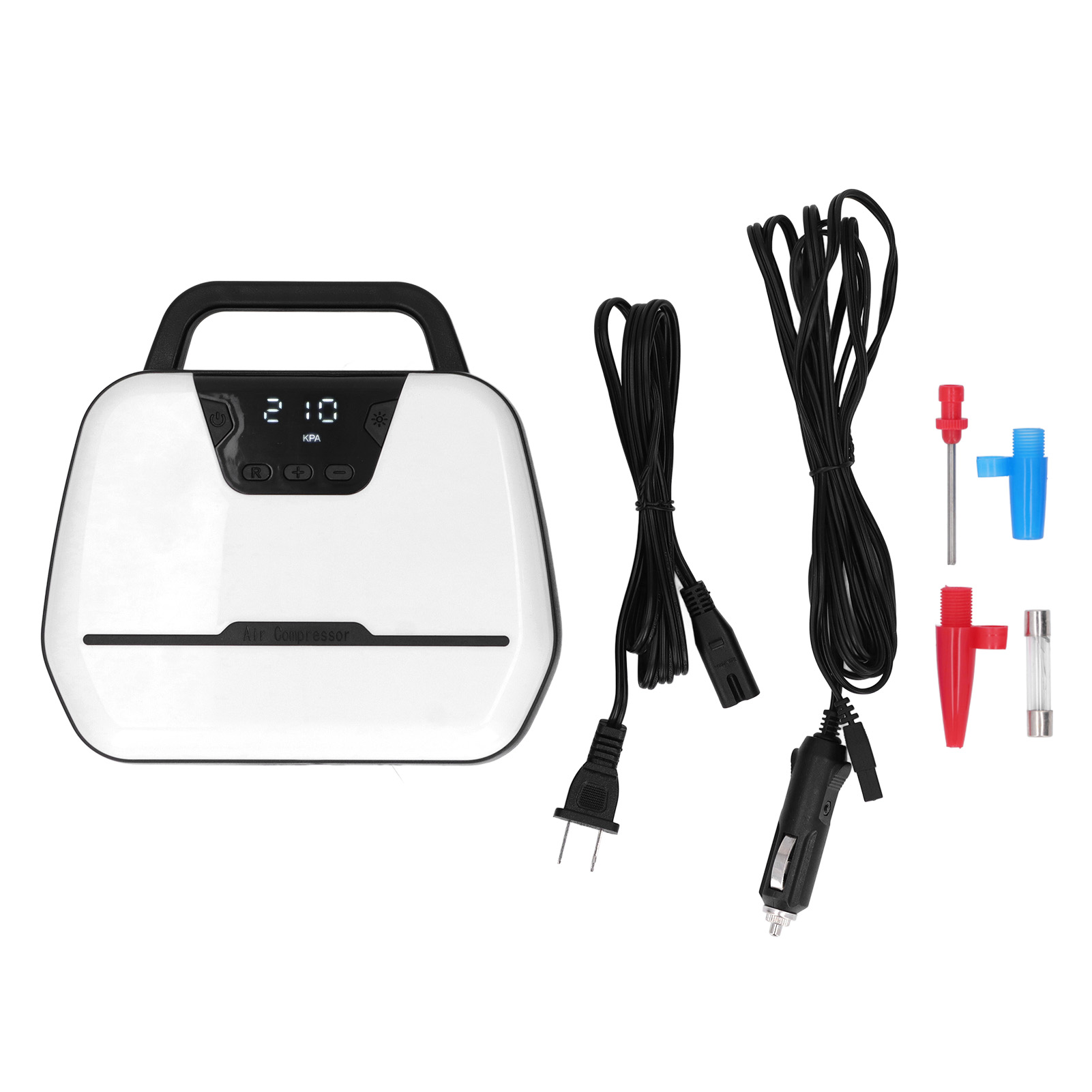 Tragbare Autoluftpumpe Mit Lcd-bildschirm Und Led-leuchte, 12-v-us-stecker (100–240 V)