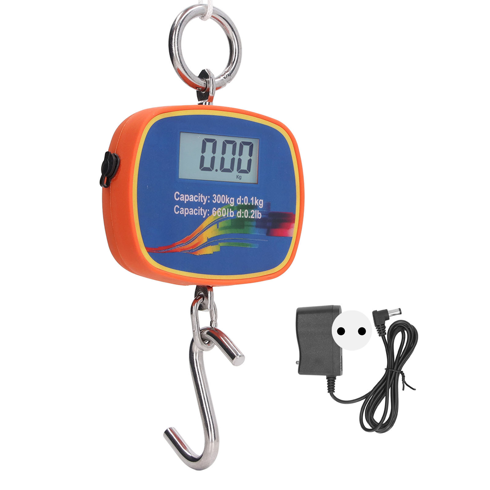 Elektronische Hakenwaage Mit 600 Pfund Tragkraft, Zwei Lcd-displays Für Fischerei Und Industrie, 90–240-v-netzteil Mit Eu-stecker