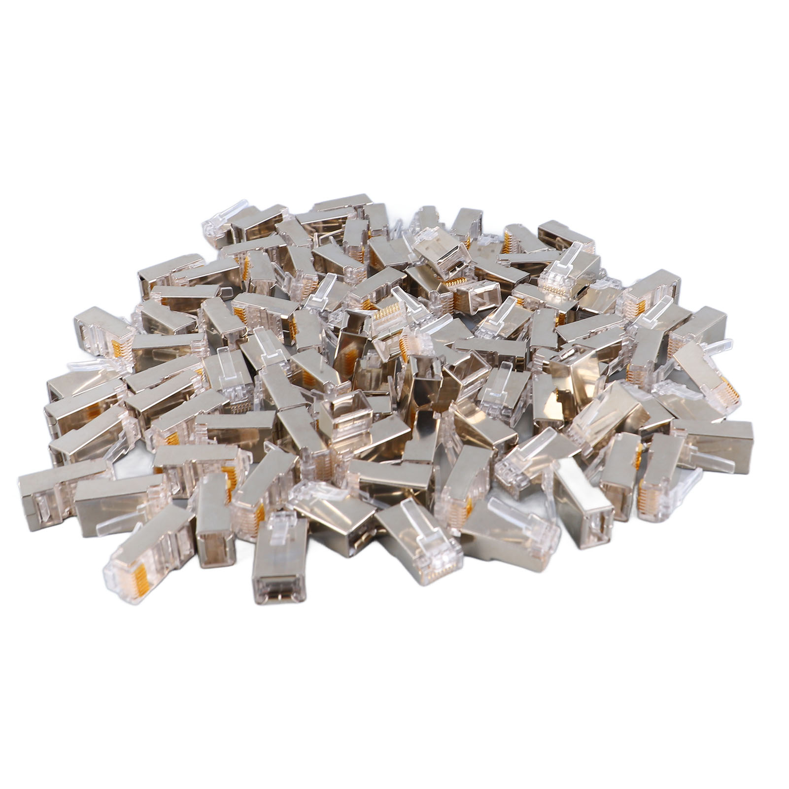 100 Stück Cat6-rj45-stecker Mit Metallabschirmung, Sicheres Und Zuverlässiges Netzwerkverbindungsset