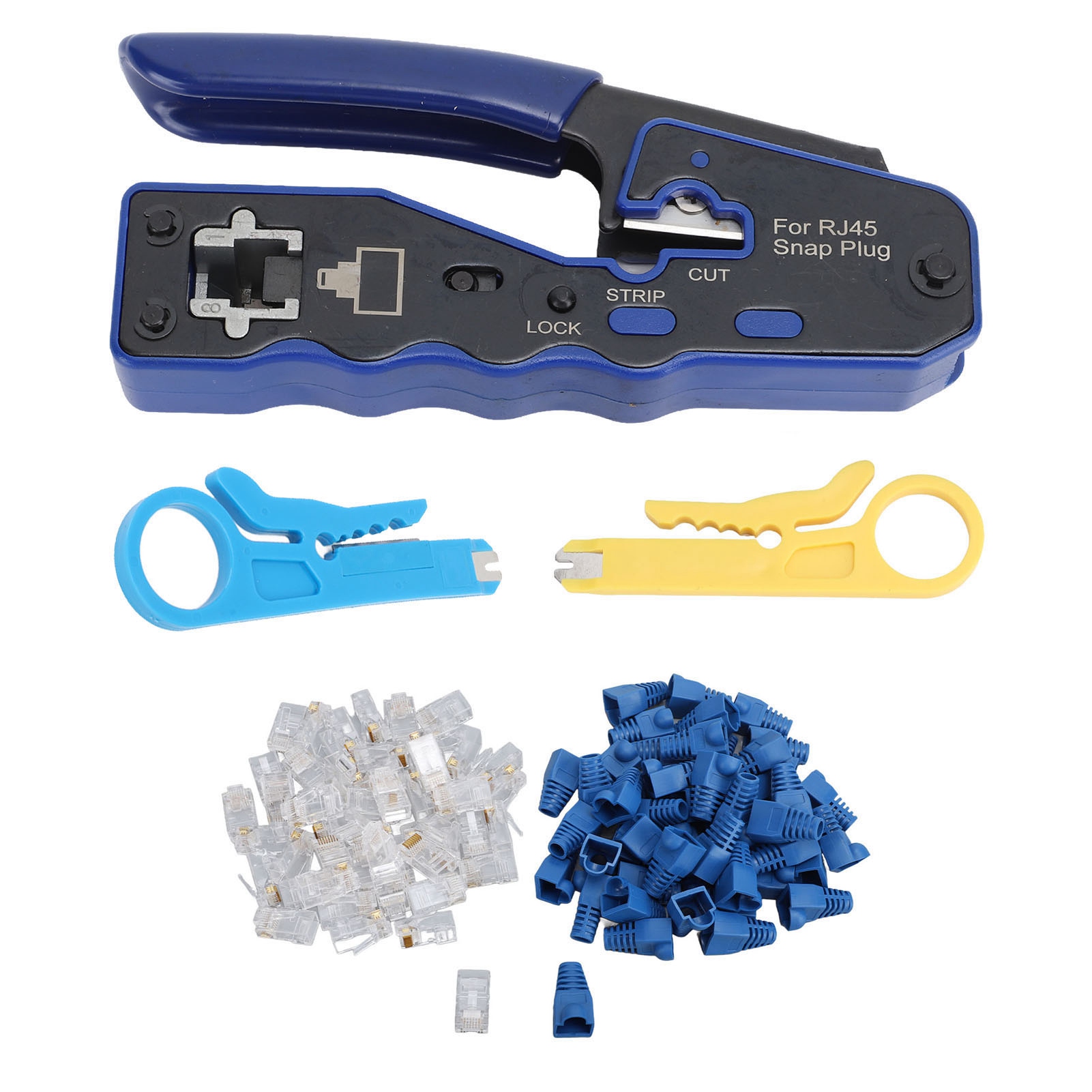 Rj45 Cat6 Crimpzange Mit Kabelschneider Und Durchgangsloch – Profi-set