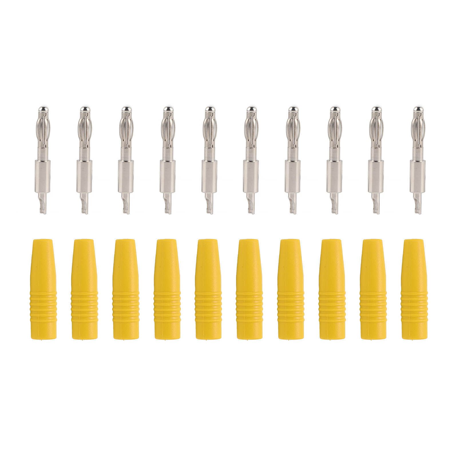 10 Stück 4-mm-bananenstecker (männlich), Gelb Verlötet, Für Multimeterkabel, Lautsprecher Und Diy-projekte