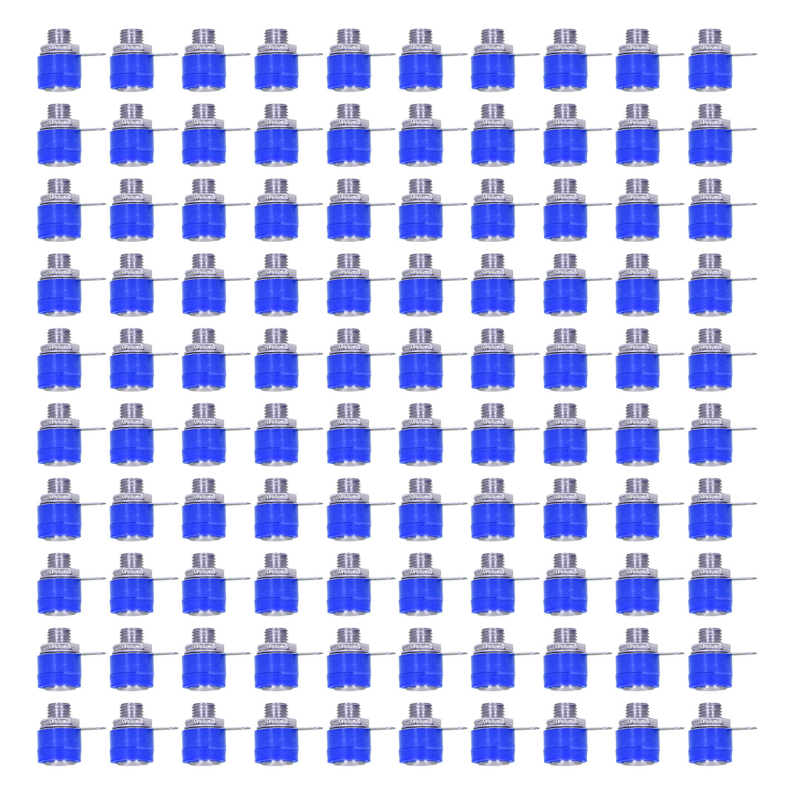 100 Stück 4-mm-bananenstecker, Blaue Anschlussklemmen Für Audio- Und Elektronikkabel