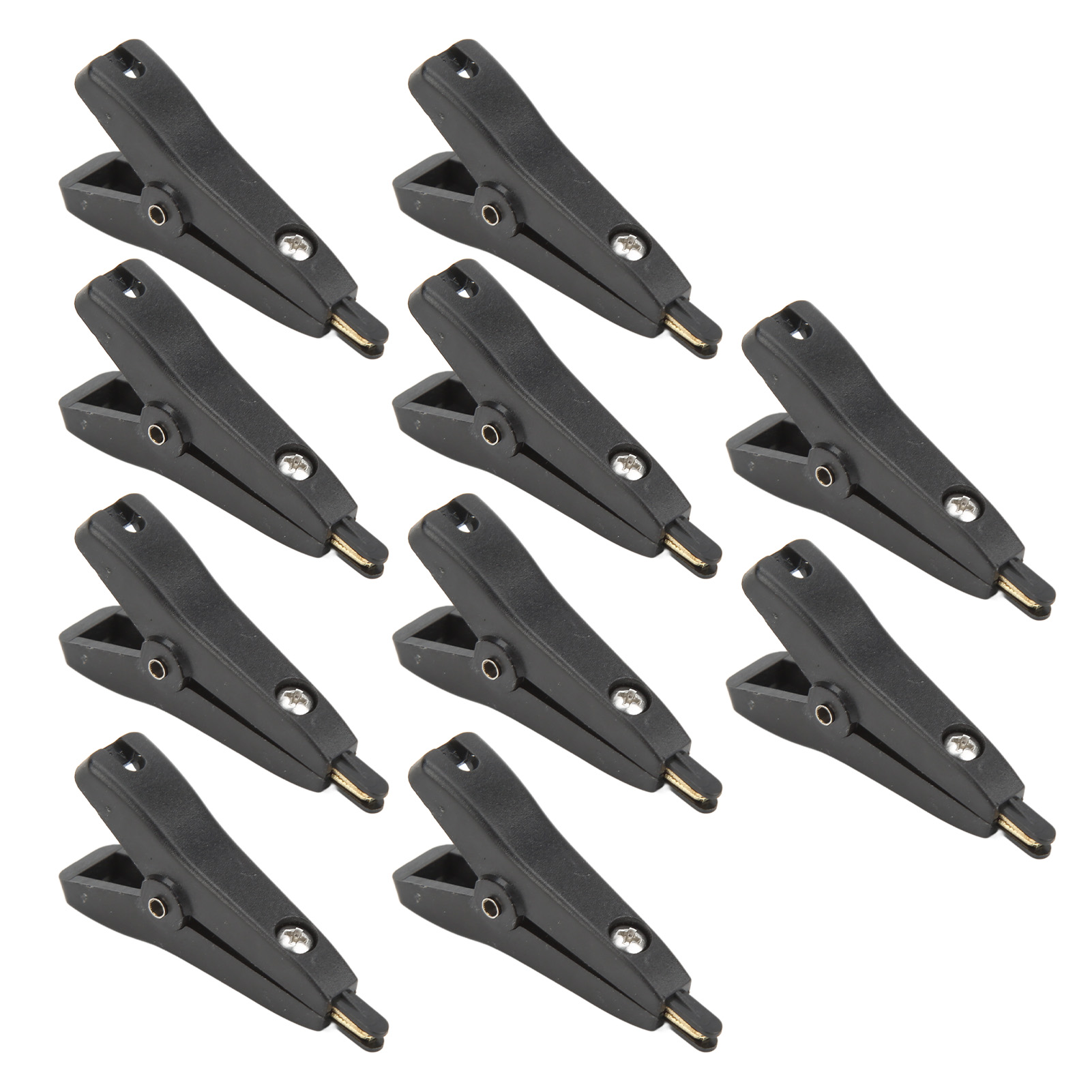 10 Stück Krokodilklemmen-prüfstecker (positiv/negativ), Vergoldetes Messing, 25 Mm Öffnung, J.60043, Schwarz