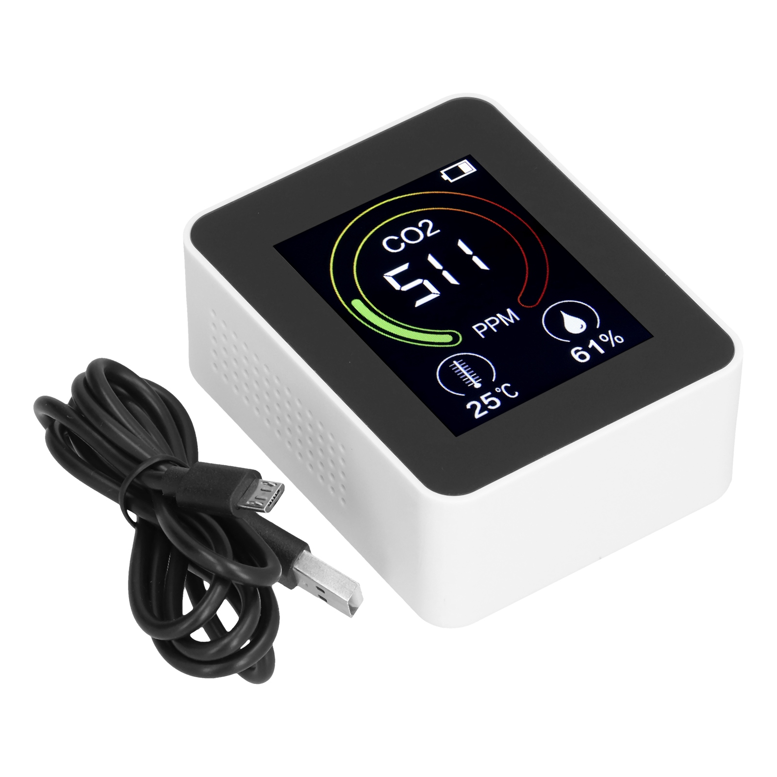 Zn-az-2co1 3-in-1 Smart Co2-detektor – Multifunktionaler Infrarot-luftmonitor Weiß