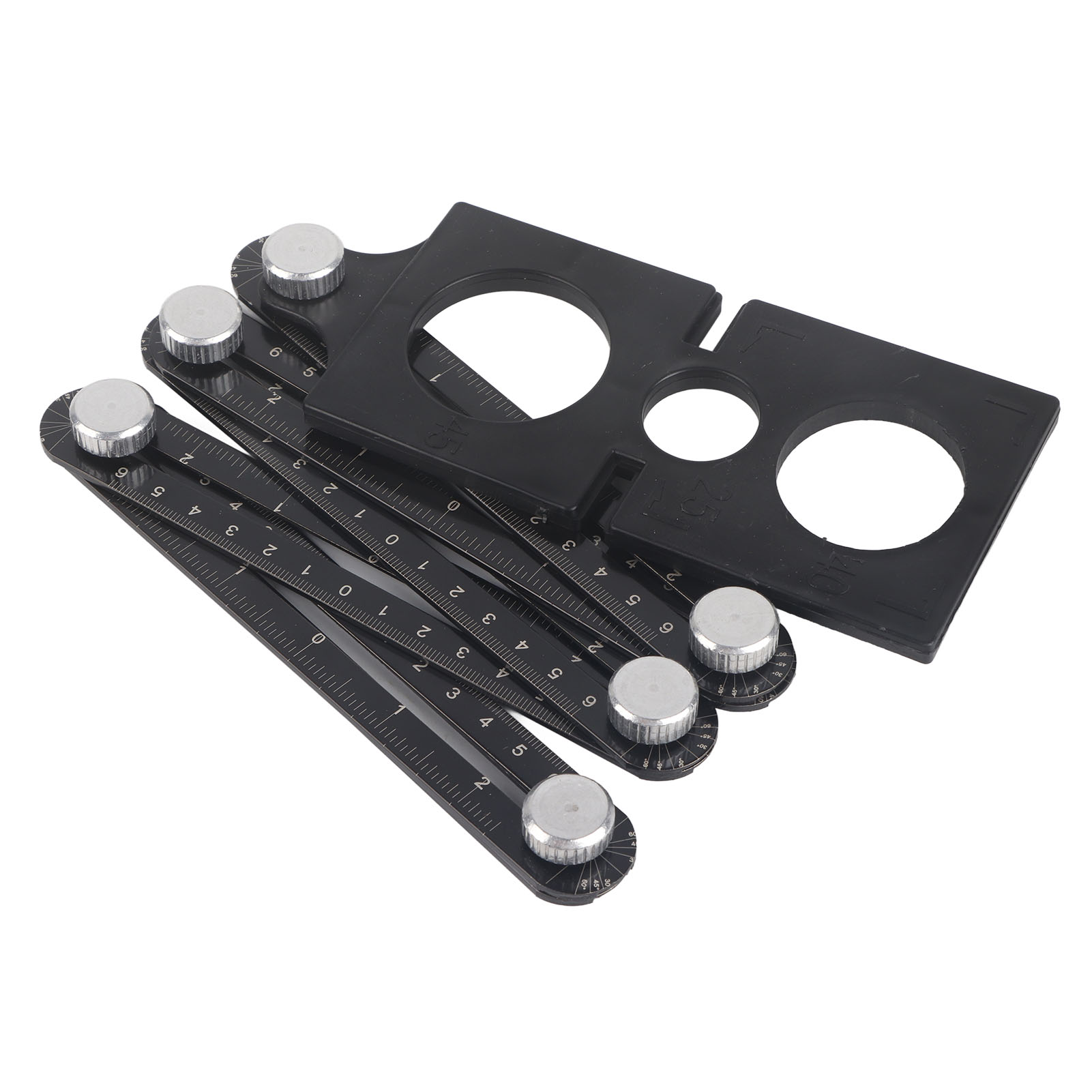 6-in-1 Klapplineal Aus Aluminiumlegierung, Multifunktions-winkelmesslehre, Universalwerkzeug 5041
