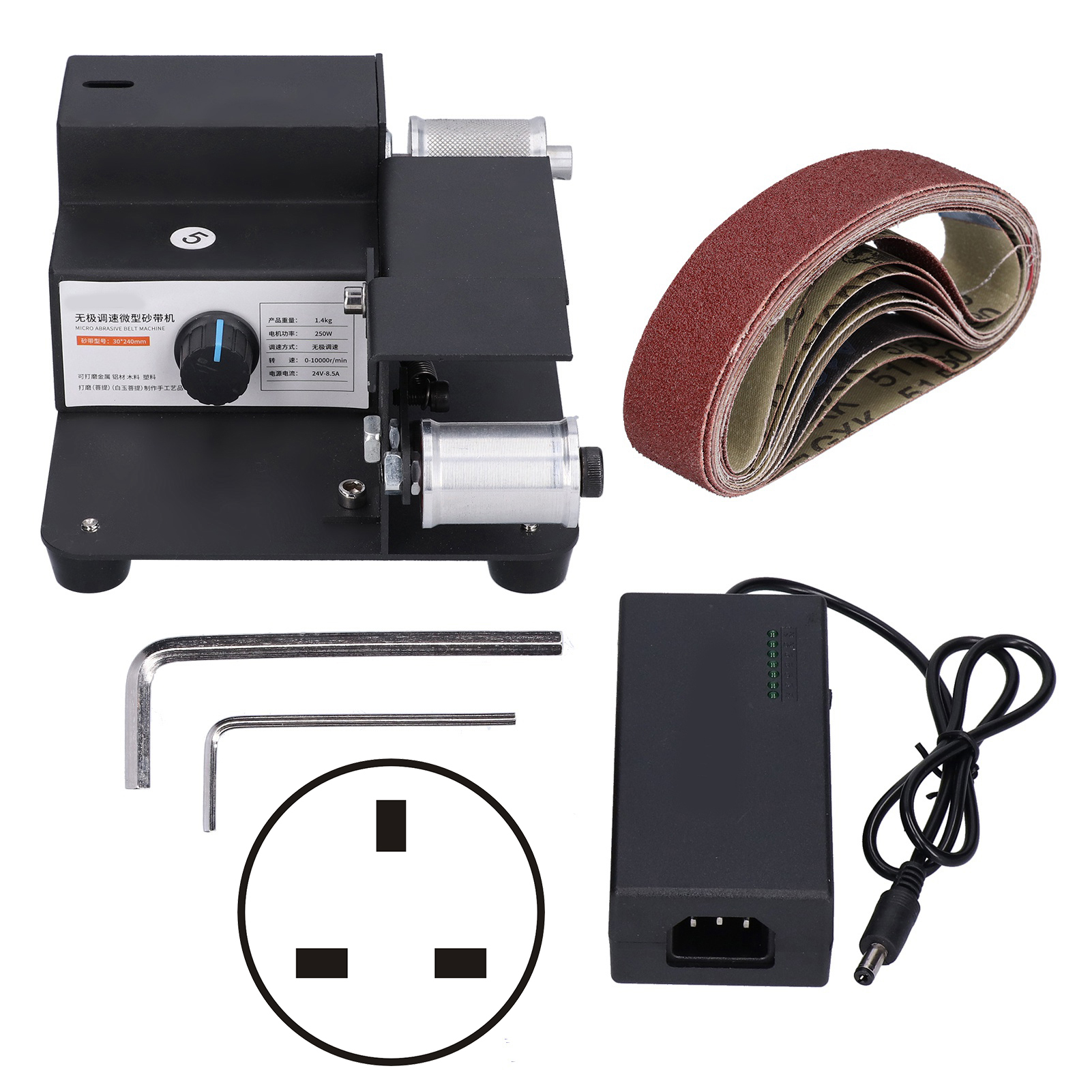 Mini-elektrobandschleifer, Verstellbare Polier- Und Schleifmaschine, 110–240 V, Heimwerkerbedarf, Uk-stecker