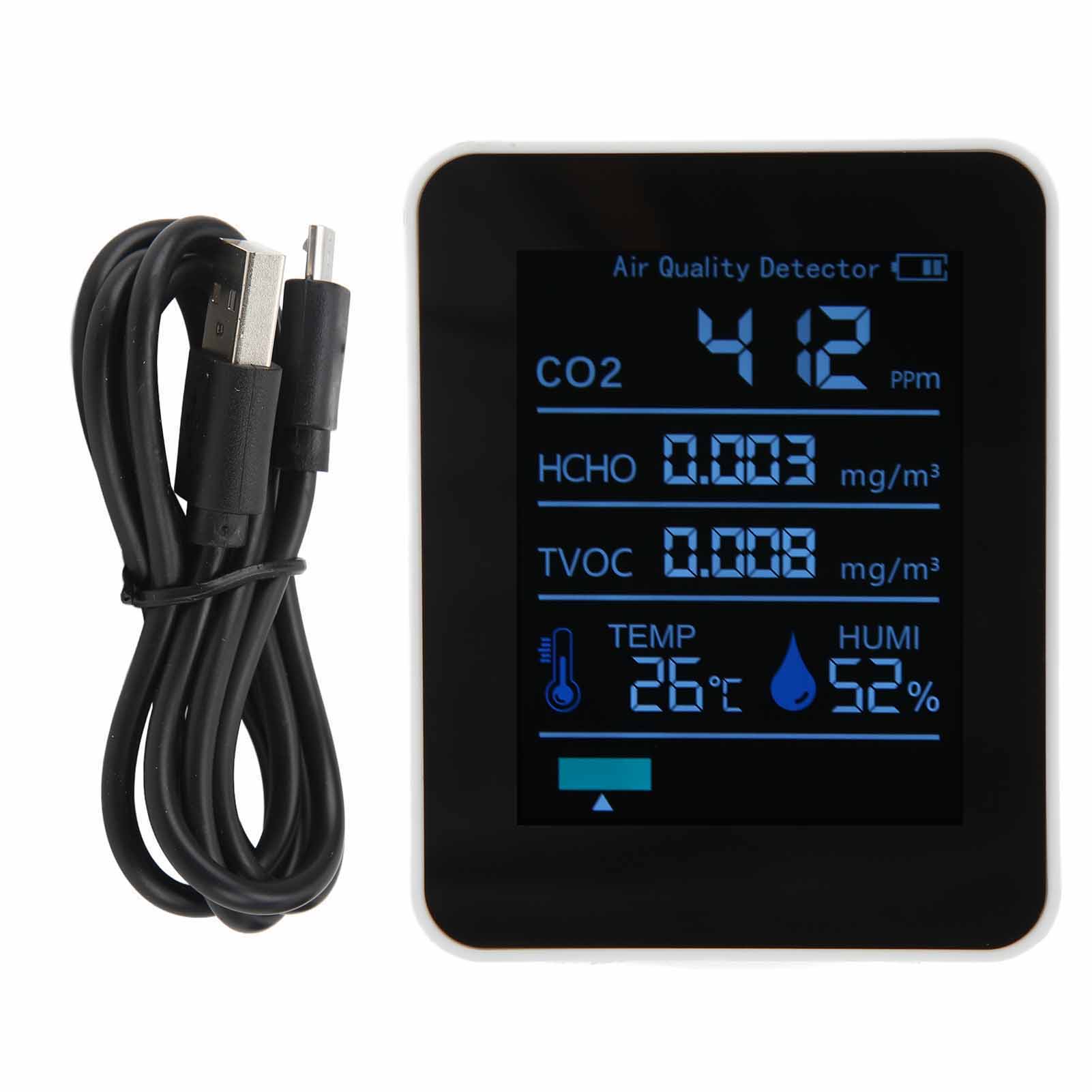 5-in-1 Bluetooth-luftqualitätsdetektor: Misst Co2, Temperatur Und Luftfeuchtigkeit Für Zuhause Und Büro (weiß)
