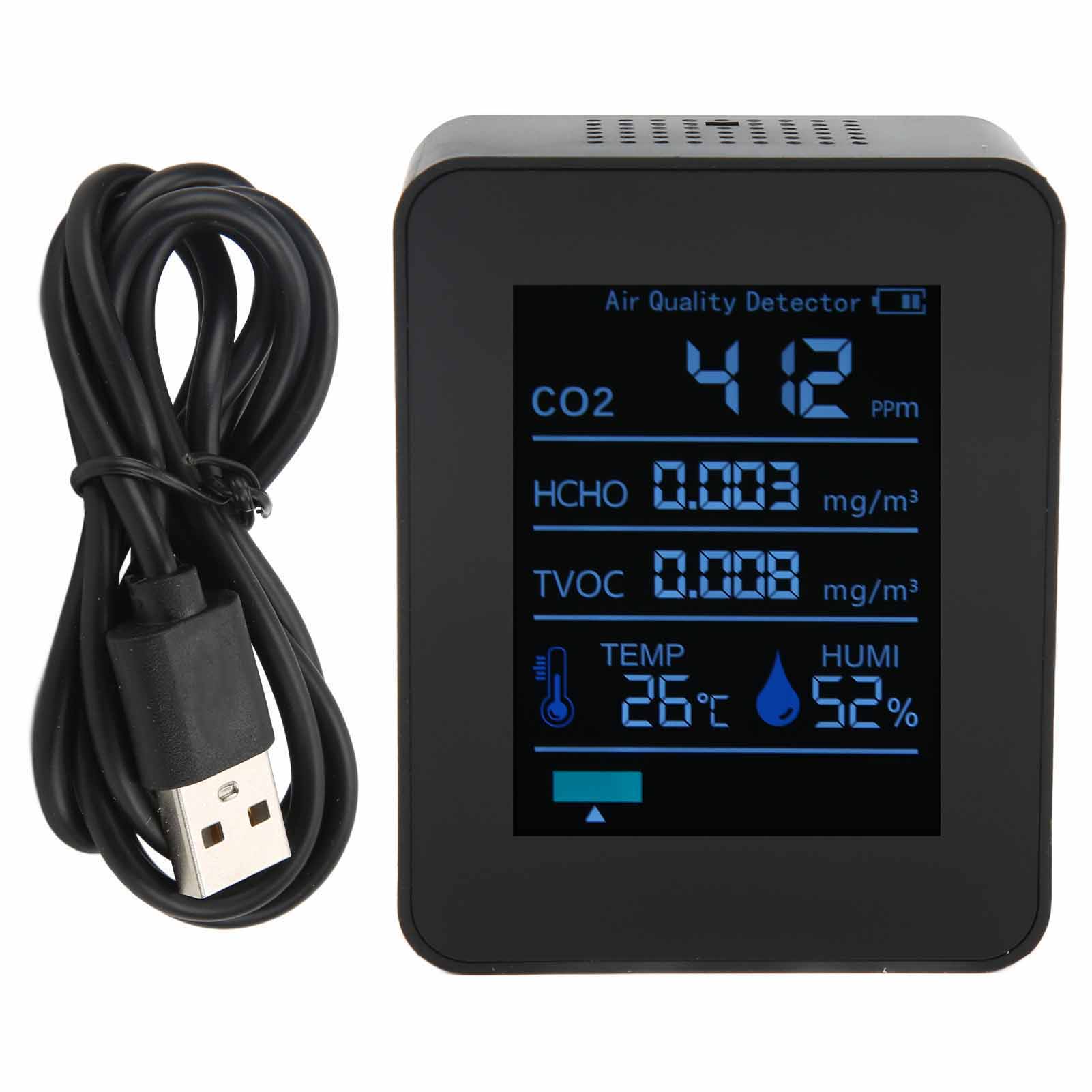 5-in-1 Bluetooth-luftqualitätsdetektor: Co2-, Temperatur- Und Feuchtigkeitsmonitor Für Zuhause Und Büro (schwarz)