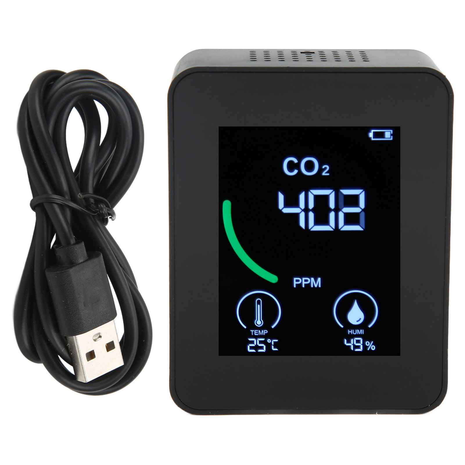 Tragbarer Co₂-detektor Zn-2co1tb – 3-in-1 Bluetooth-luftqualitätsmonitor, Hohe Genauigkeit, Datenspeicherung, Intelligente Funktionen, Schwarz
