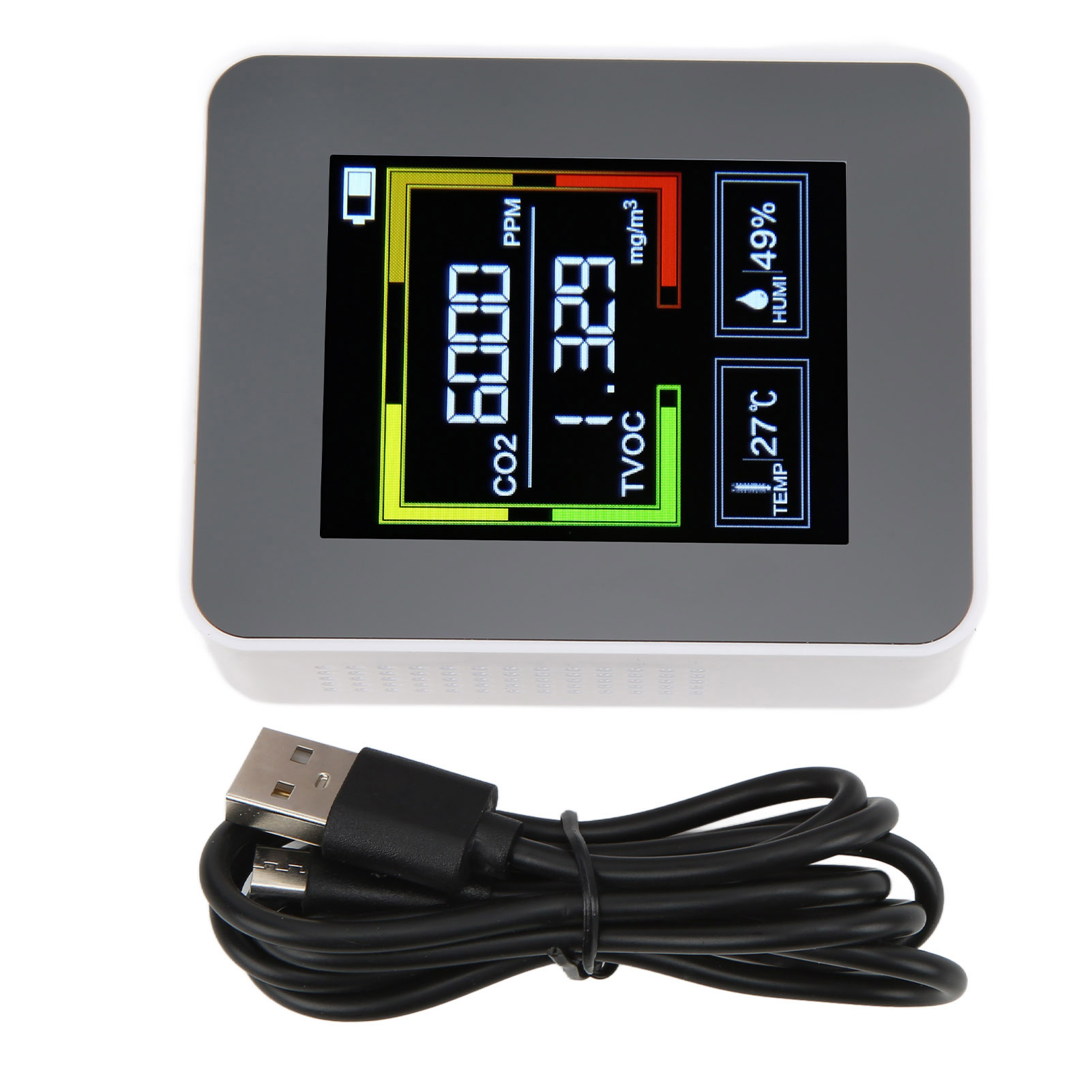 Znaz2co2 Co2-detektor - 4-in-1 Smart-luftmonitor, Tragbares Thermometer Und Hygrometer (weiß)
