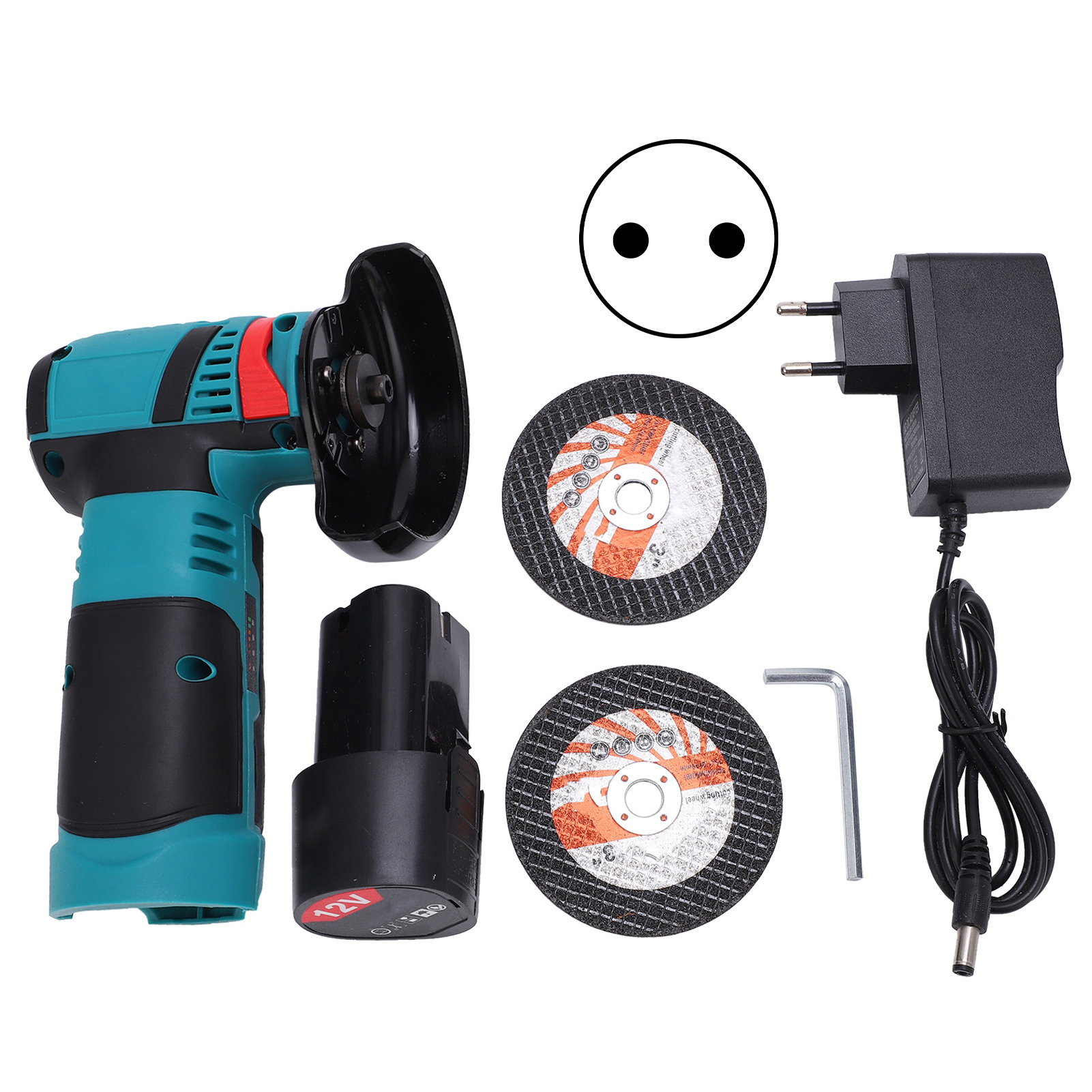 Akku-winkelschleifer Mit Bürstenlosem Motor, 19500 U/min, Multifunktions-elektrowerkzeug Mit Akku Und 100–240-v-eu-stecker
