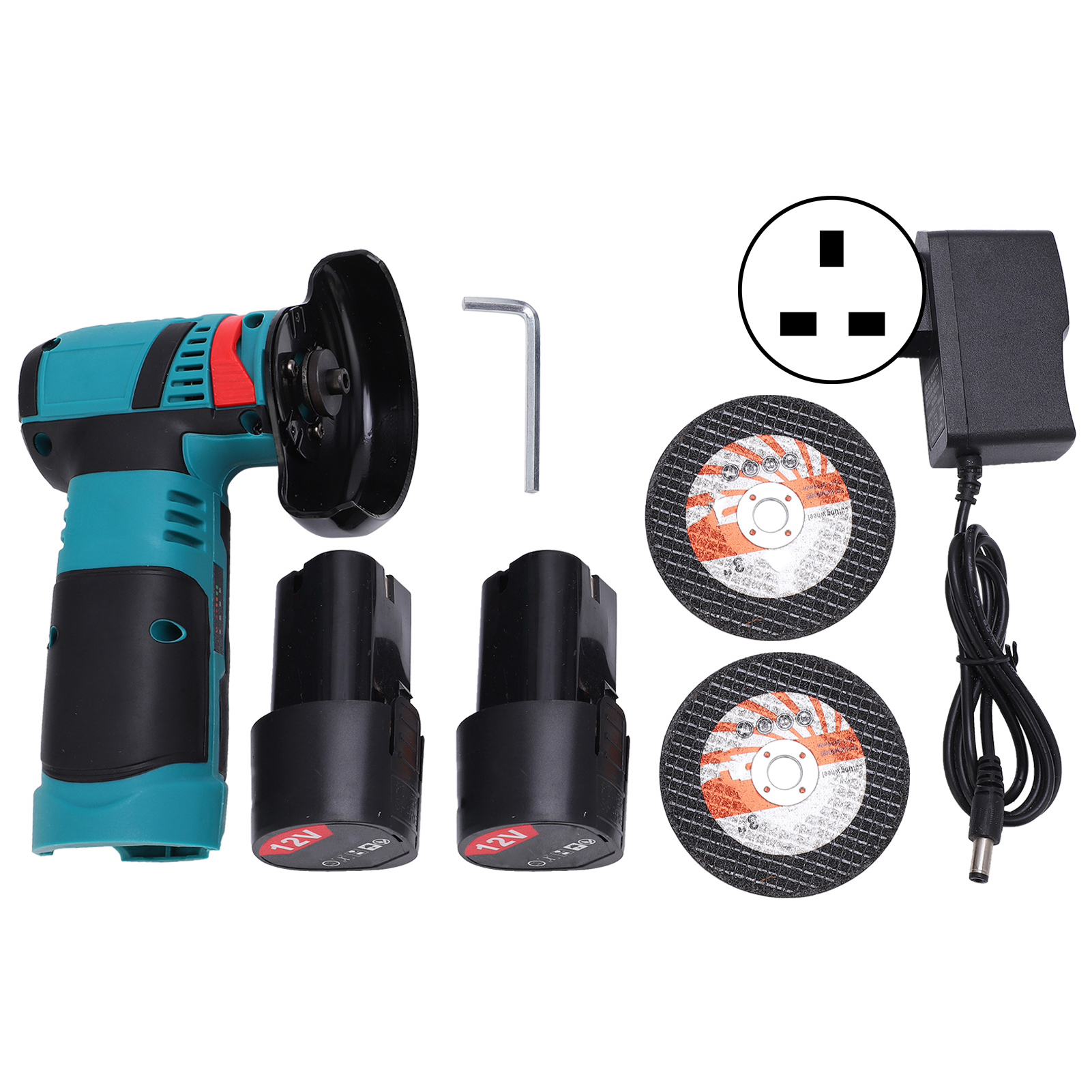 Multifunktionaler Akku-winkelschleifer, 19500 U/min, 100–240 V, Mit 2 Akkus Und Uk-stecker