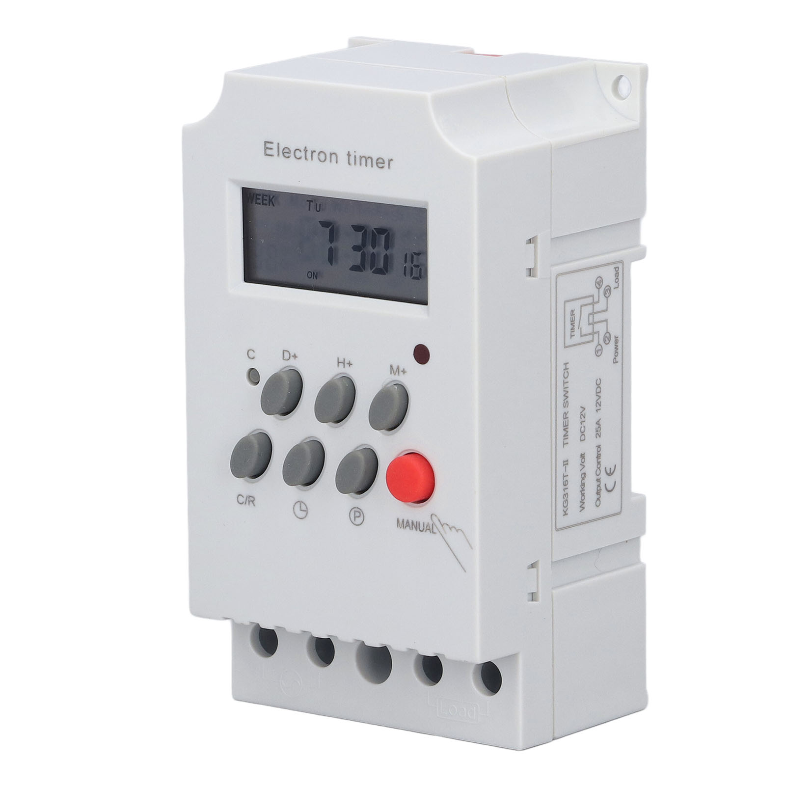 Intelligenter Elektronischer Timer Für Din-schiene, Mikrocomputersteuerung Mit Lcd-anzeige, Modell Kg316tii (12v Dc)