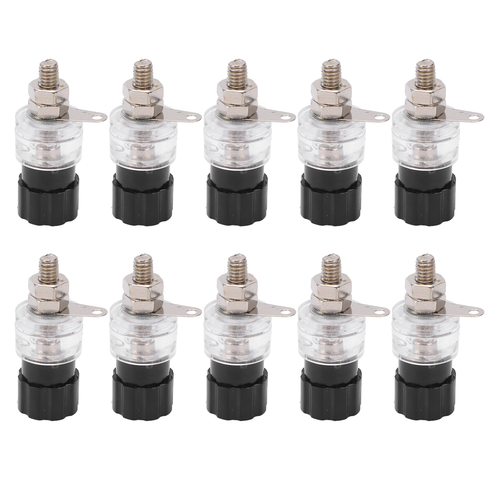10-teiliger Schwarzer Lautsprecher-anschlussblock, 4-mm-kupfer-bananenstecker, Transparente Zinklegierung Für Audiokabel, 30 V Ac – 60 V Dc