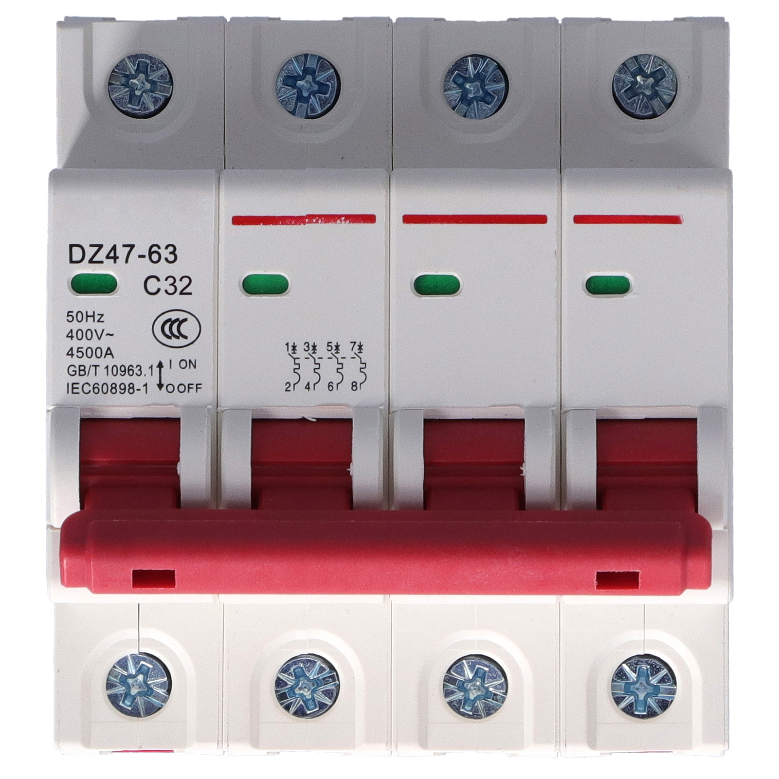 4p 32a Mini-leistungsschalter (mcb) Mit Überlast- Und Kurzschlussschutz Für 400v-haushaltsinstallationen