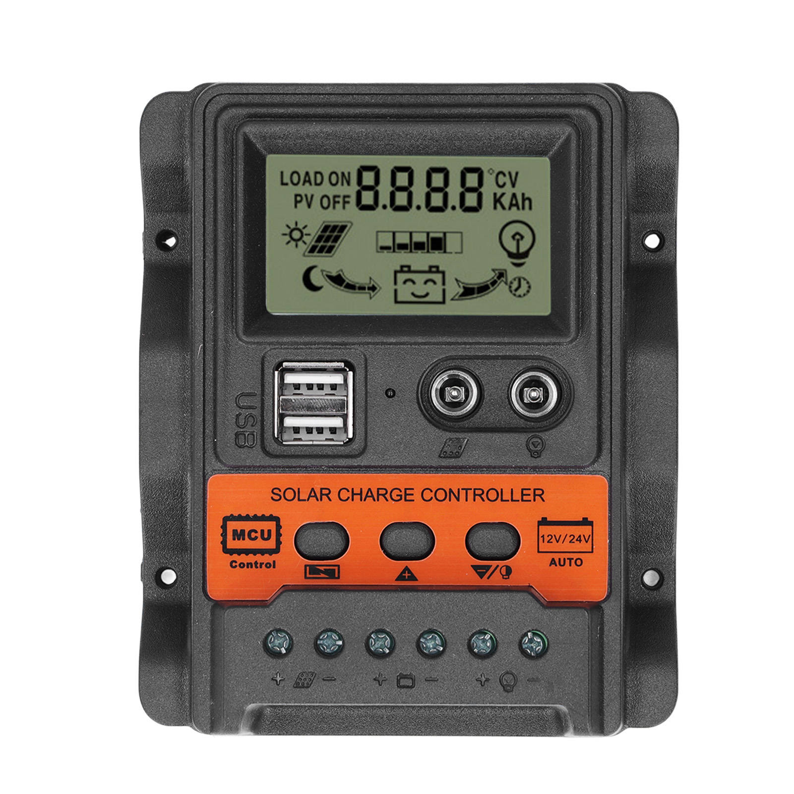 30-a-pwm-solarladeregler Mit Lcd-bildschirm Und Usb-anschlüssen, Kompatibel Mit 12 V/24 V Bis 780 W