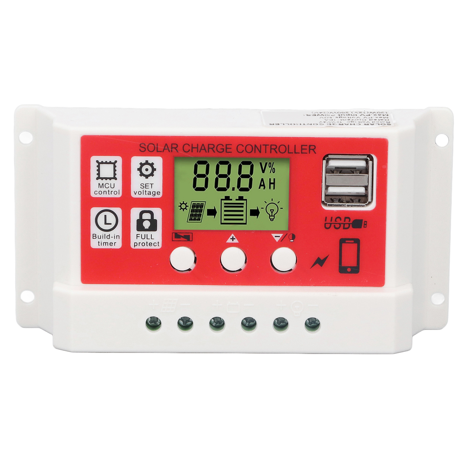 Pwm-laderegler Für 10a 12v/24v Solar-lithiumbatterien Mit Lcd-anzeige