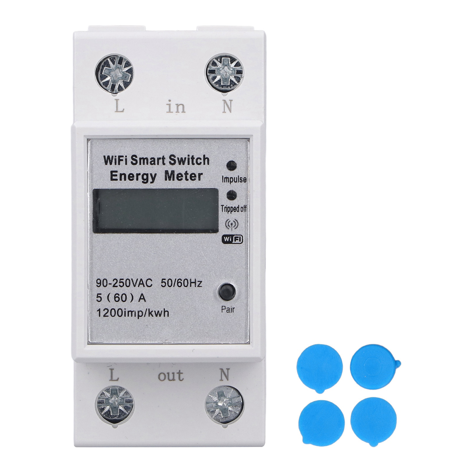 Intelligenter Wlan-energiezähler Mit Lcd-display Für Zuhause, Tuya-kompatibel, Einphasig, 2-polig, Din-schienenmontage, Zmai-90, Ac 90–250 V