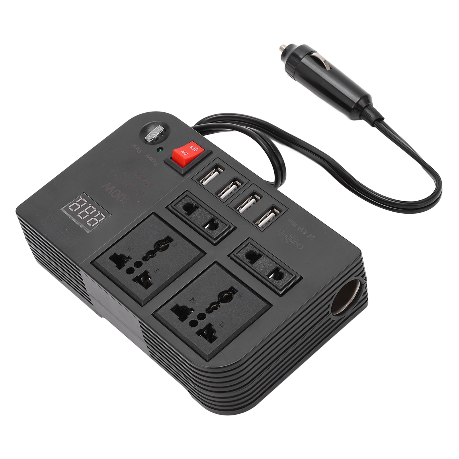 12-v-gleichstrom-auf-220-v-wechselstromwandler Mit 4 Usb-anschlüssen Und 4 Steckdosen – Elektrischer Transformator