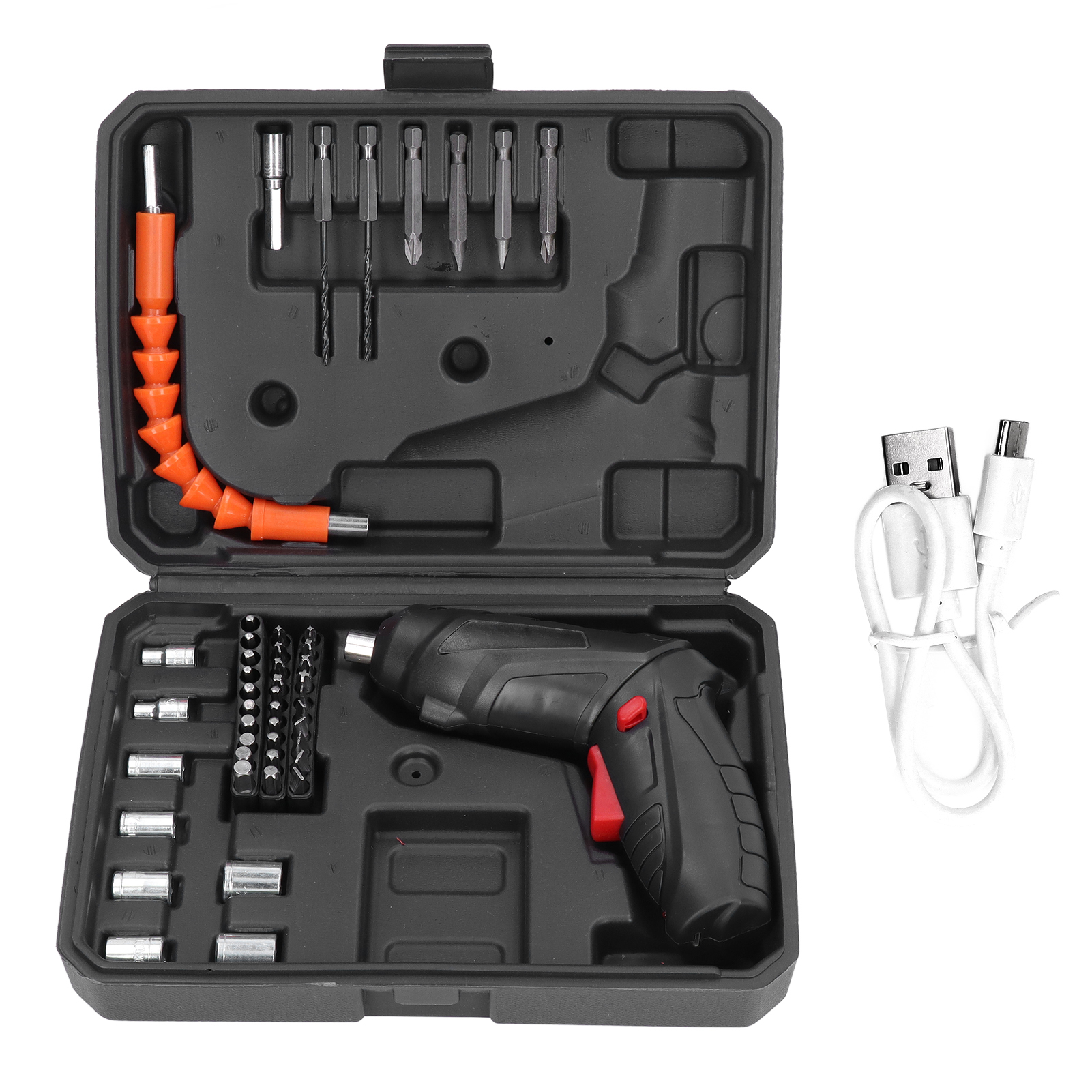 Mini-klappschrauber, Wiederaufladbar Per Usb 3,6 V, Schwarz Mit Lithium-akku