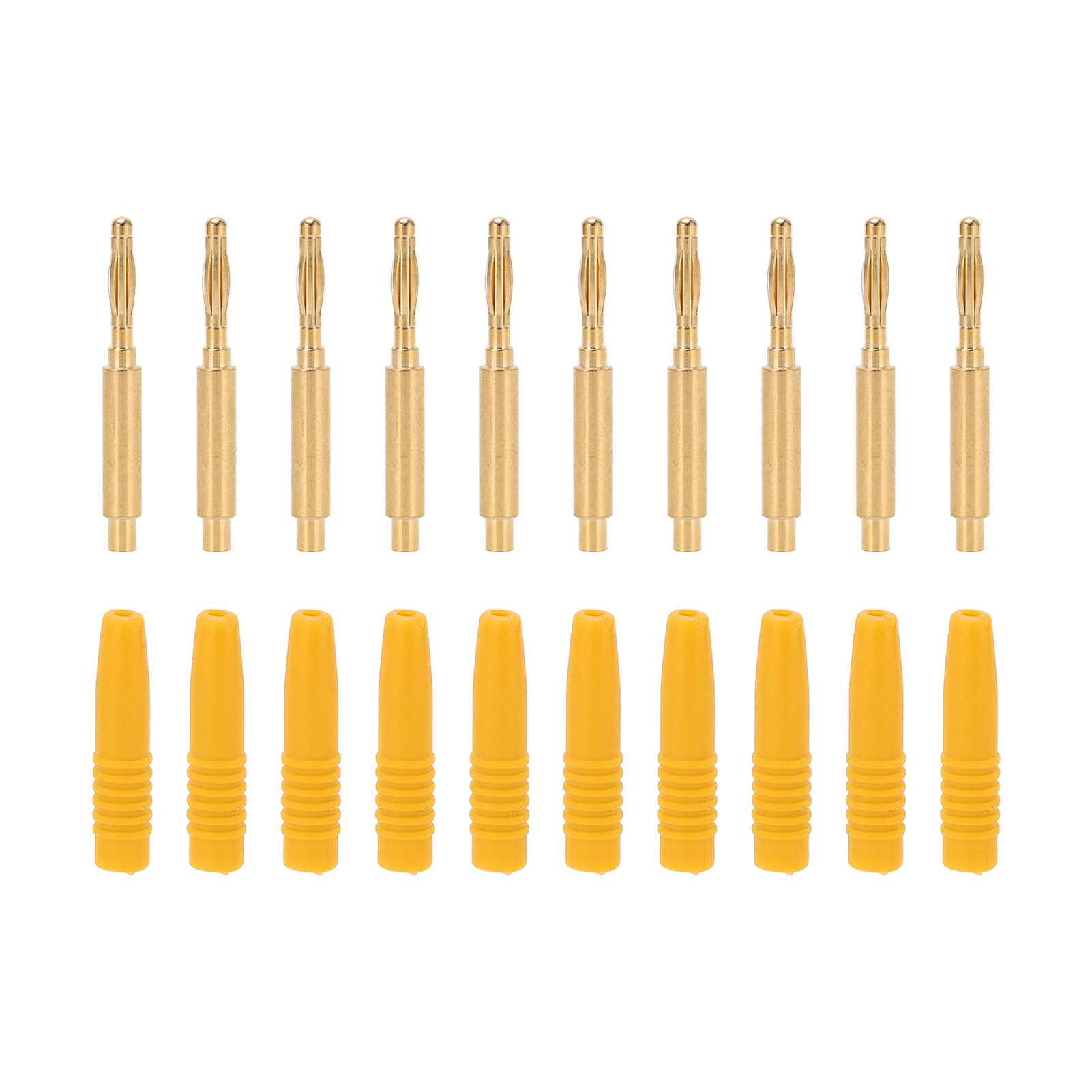10 Stück Vergoldete 2-mm-bananenstecker (stecker) Mit Isolierung Und Gehäuse Für Testgeräte, Gelb