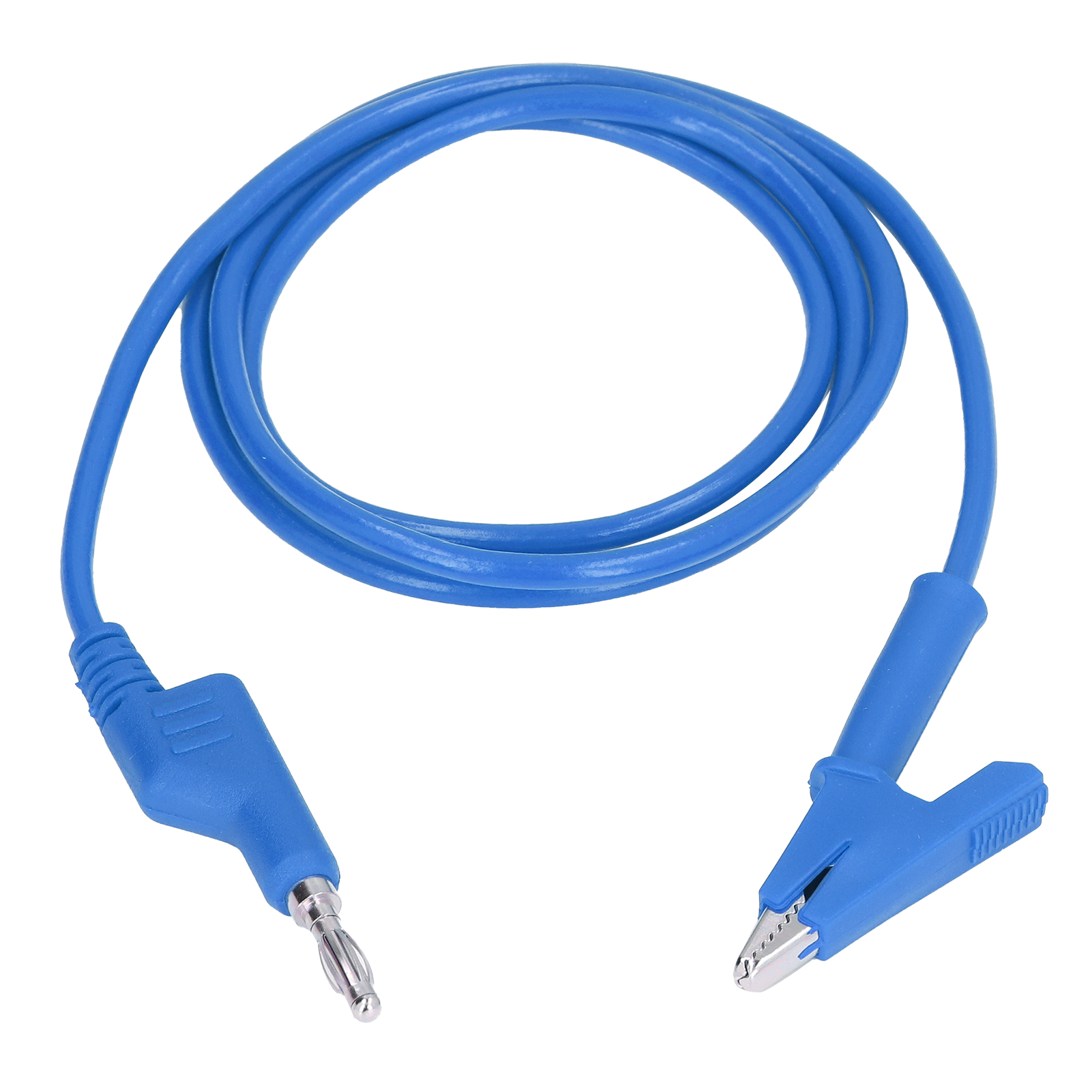 Flexibles Prüfkabel Mit Krokodilklemmen Und Bananensteckern, 4 Mm, Blau, Für Elektrische Geräte J.70035-1