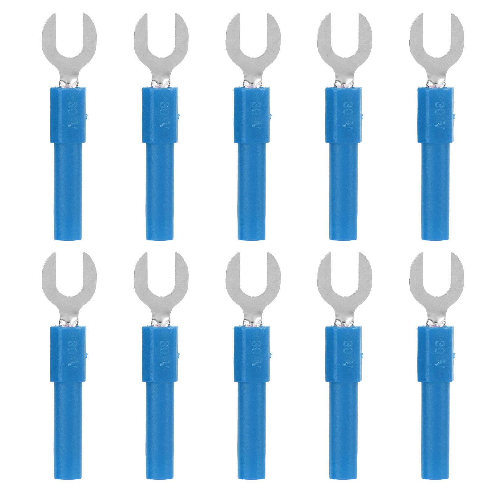 10 Stück Messing-y-steckverbinder (6 Mm/0,2 Zoll), Bananenstecker (4 Mm/0,2 Zoll), Max. 30 V Ac – 60 V Dc, 10 A, Blau