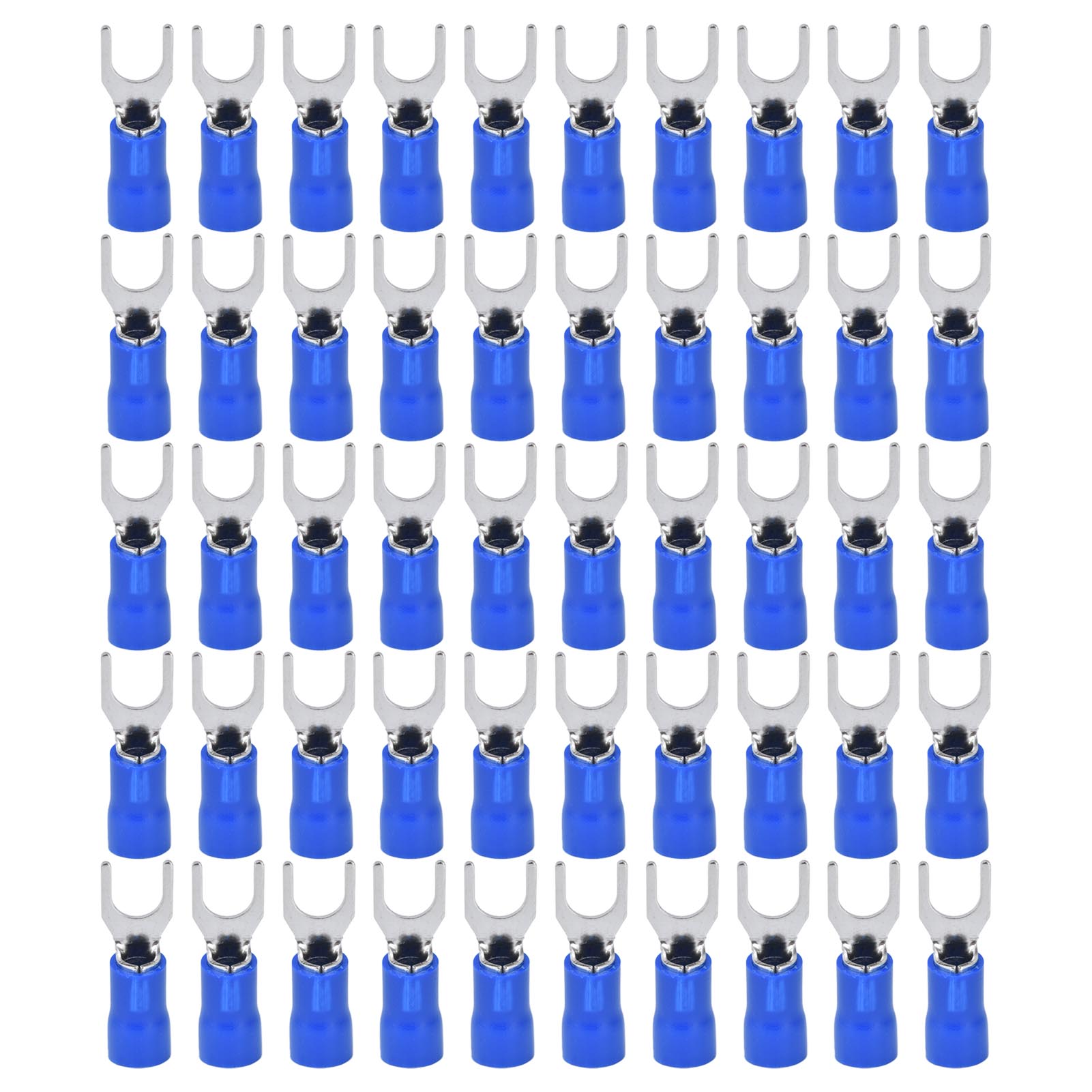 50 Stück Isolierte U-förmige Gabel-aderendhülsen Für 12-10 Awg Kabel, Sv5.5-6 Crimpverbinder, Blau
