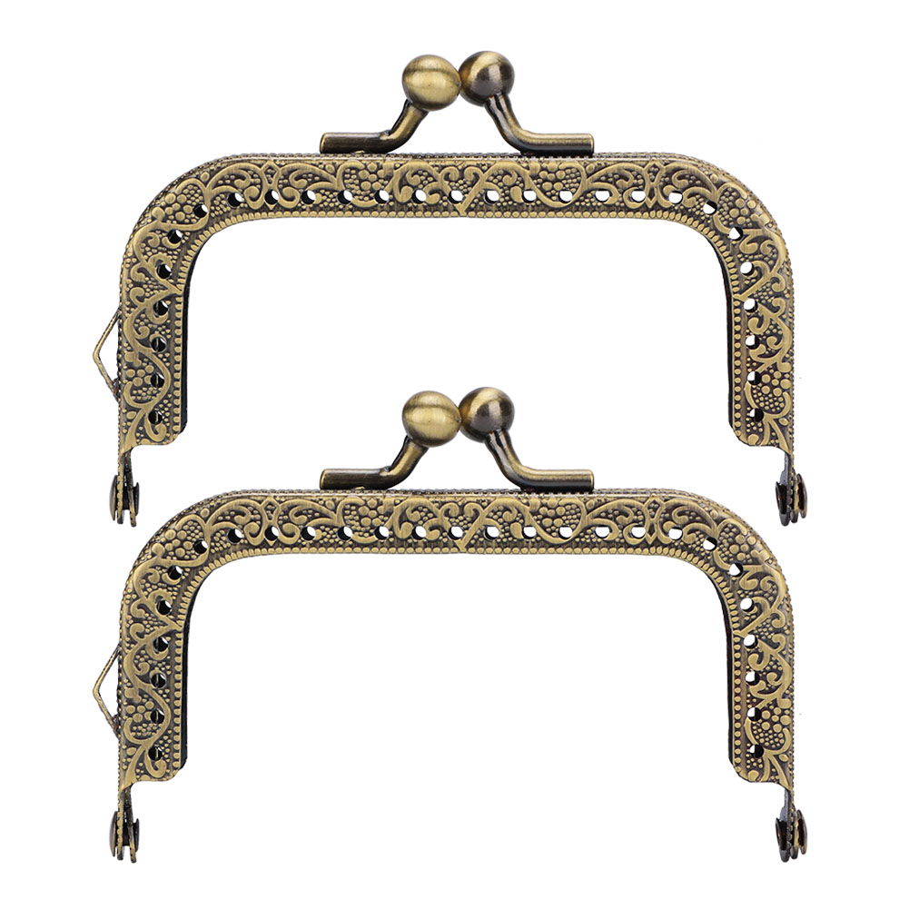 Stück Diy-taschengriffe Aus Bronzegrünem Metall, Geprägter Quadratischer Taschenrahmen (8,5 Cm) Zur Herstellung Von Handtaschen