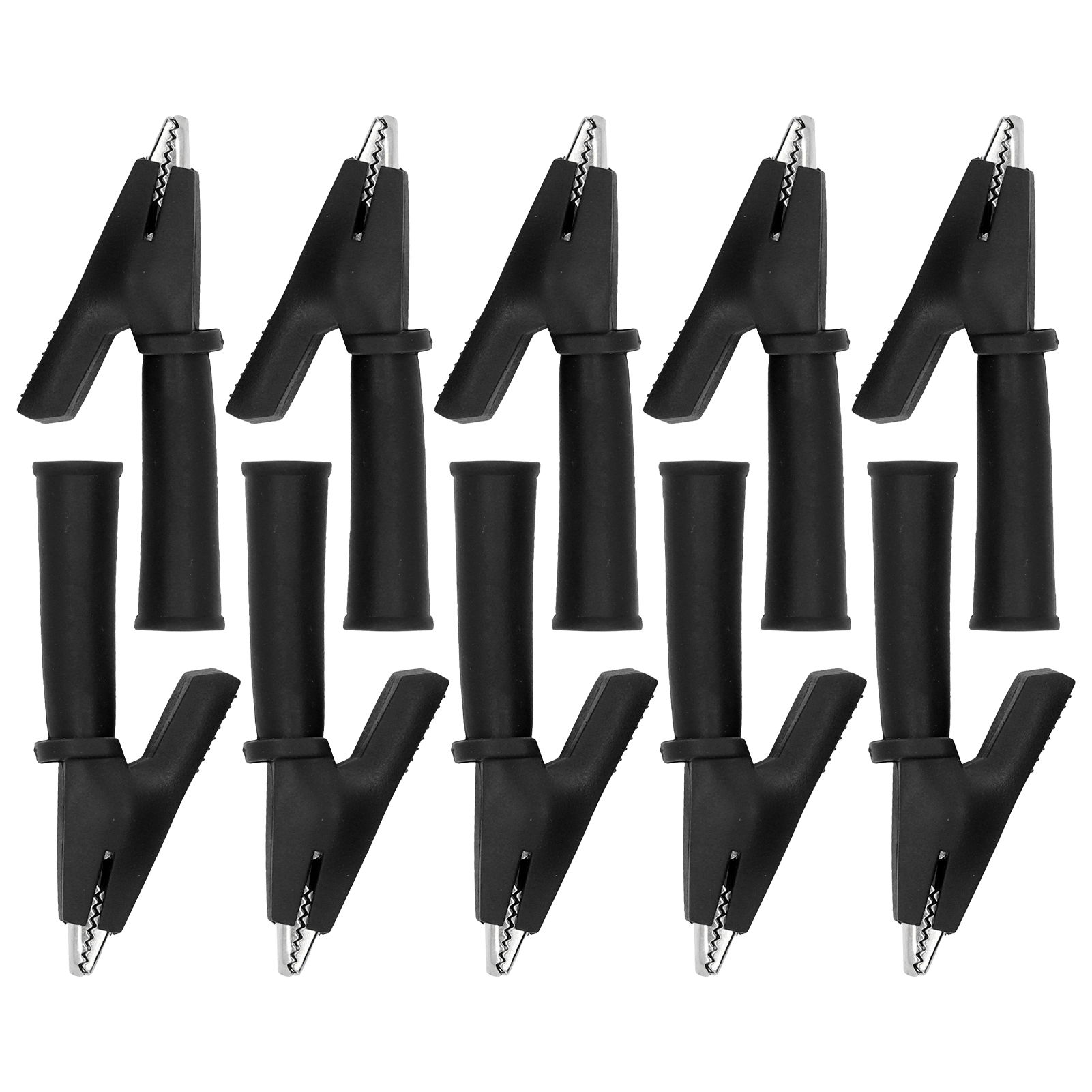 10 Stück Krokodilklemmen Aus Messing Mit Pvc-isolierung Für Multimeter, Sicherheit Und Anschluss, 4-mm-bananenstecker – Schwarz
