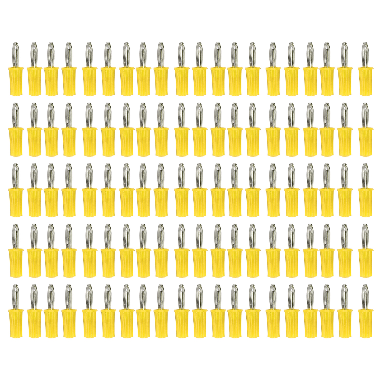 100 Stück 4-mm-bananenstecker, Abs, Vernickeltes Messing, Hochleistungs-elektroverbindungswerkzeuge, Gelb