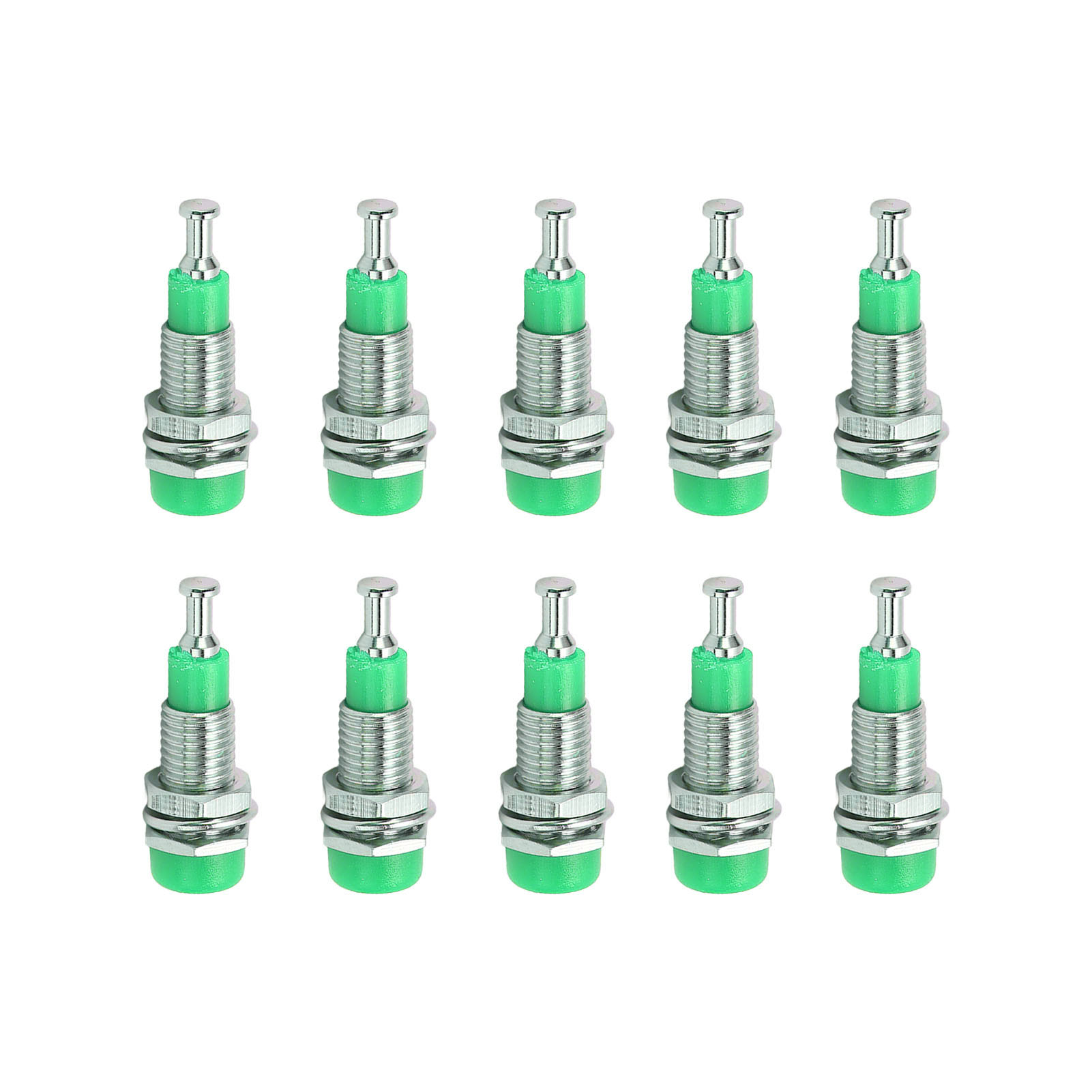 J.40006 Packung Mit 10 Vernickelten Bananensteckern (2 Mm) Für Die Einbaumontage, Grün