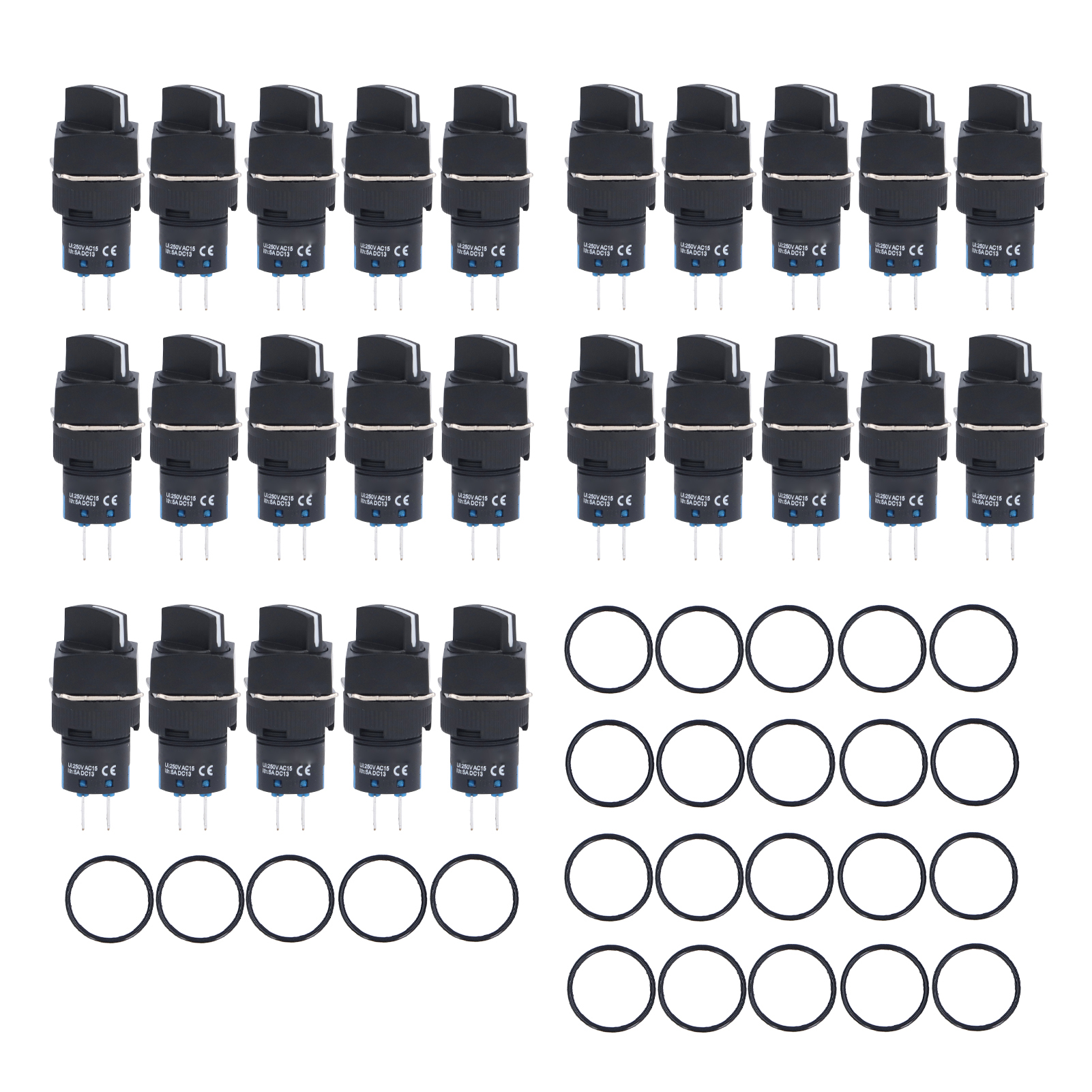 25 Stück 3-positionen-drehknopf Mit Selbstverriegelung, 16 Mm, Für Geräte Und Bedienfelder