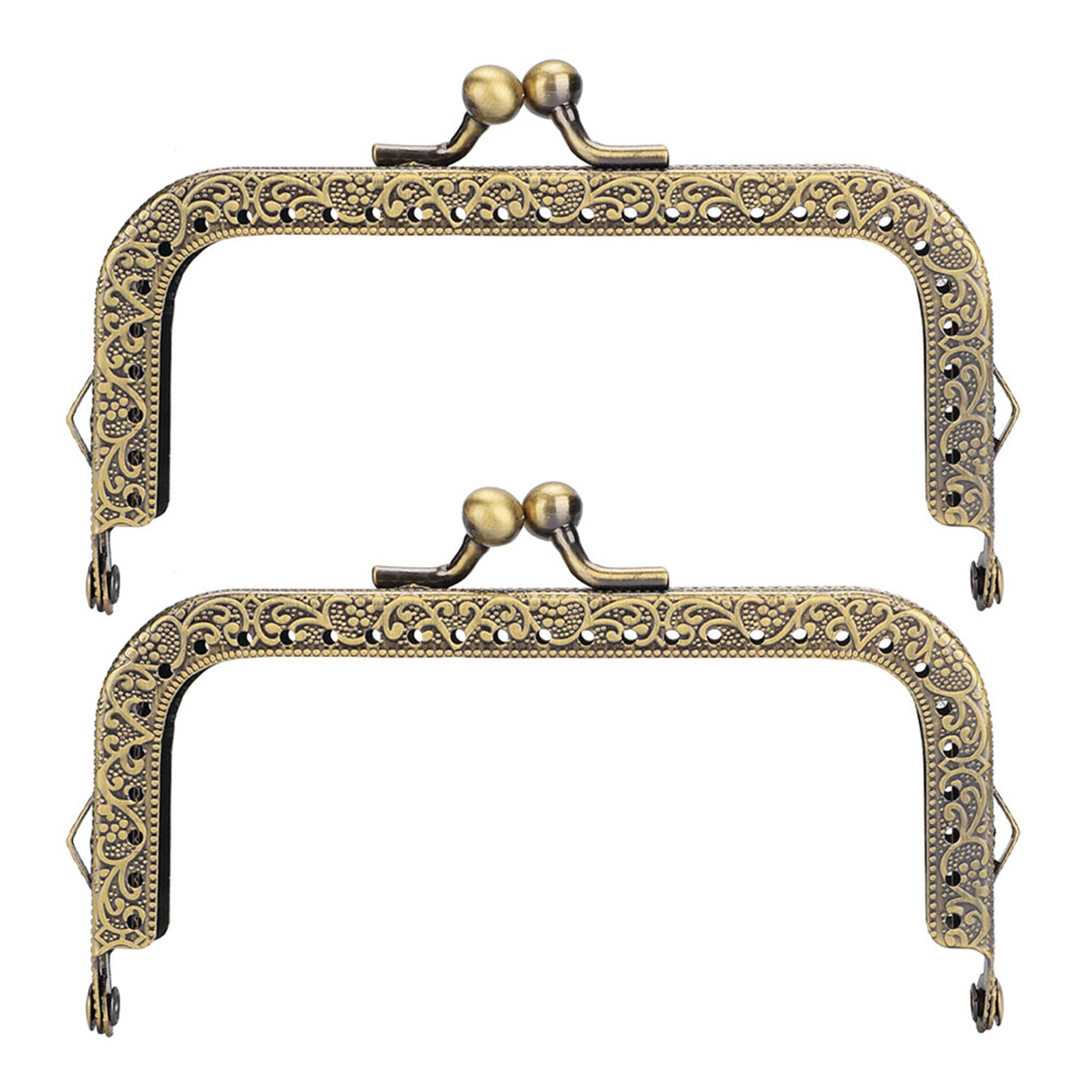 Stück Diy-taschengriff Aus Bronzegrünem Metall, Geprägter Quadratischer Taschenrahmen, Handtaschengriff (10,5 Cm)