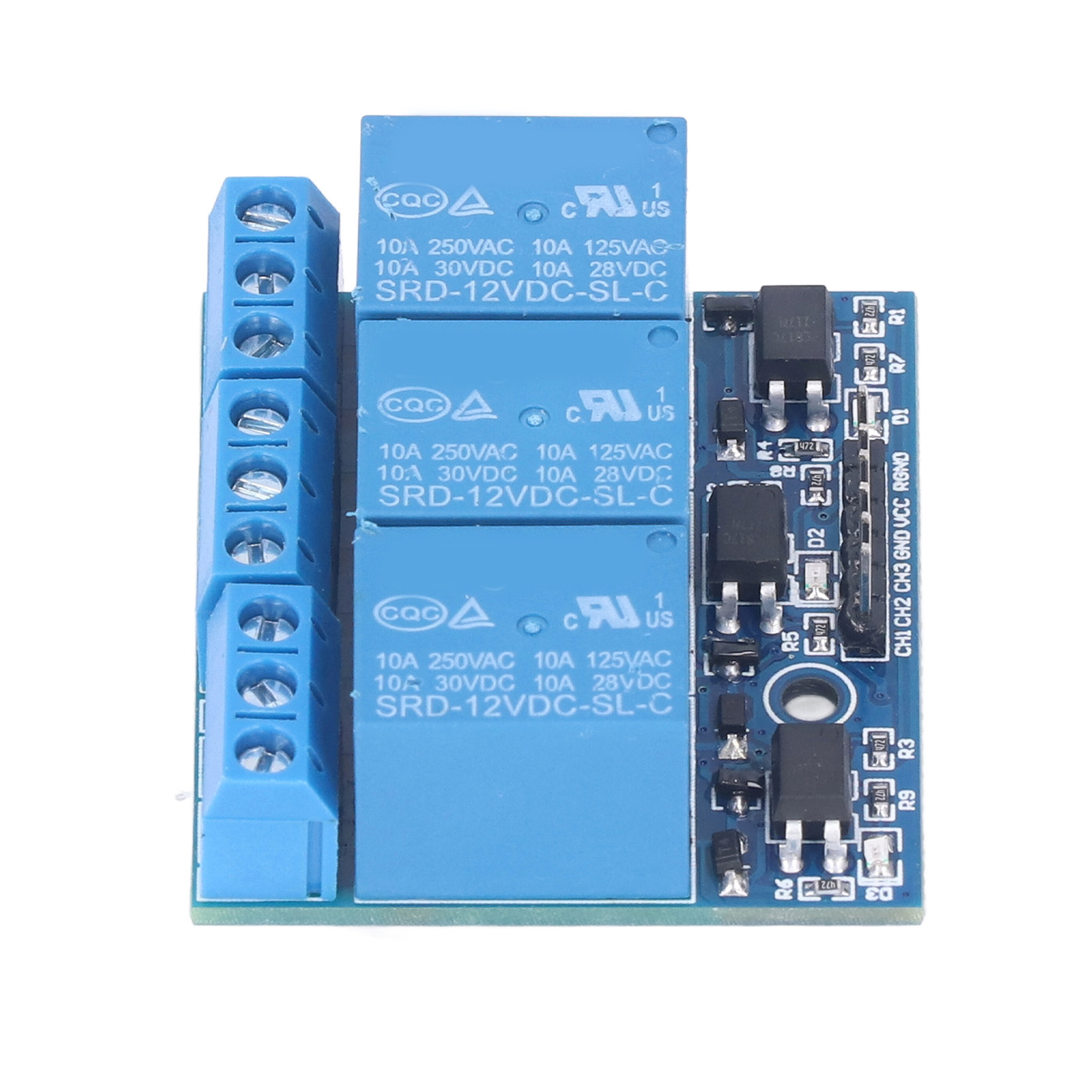 3-kanal-relaismodul Mit Isoliertem Optokoppler, High/low-pegelansteuerung, 3,3 V–12 V Kompatibel, 12-v-hochspannungs-relaisplatine